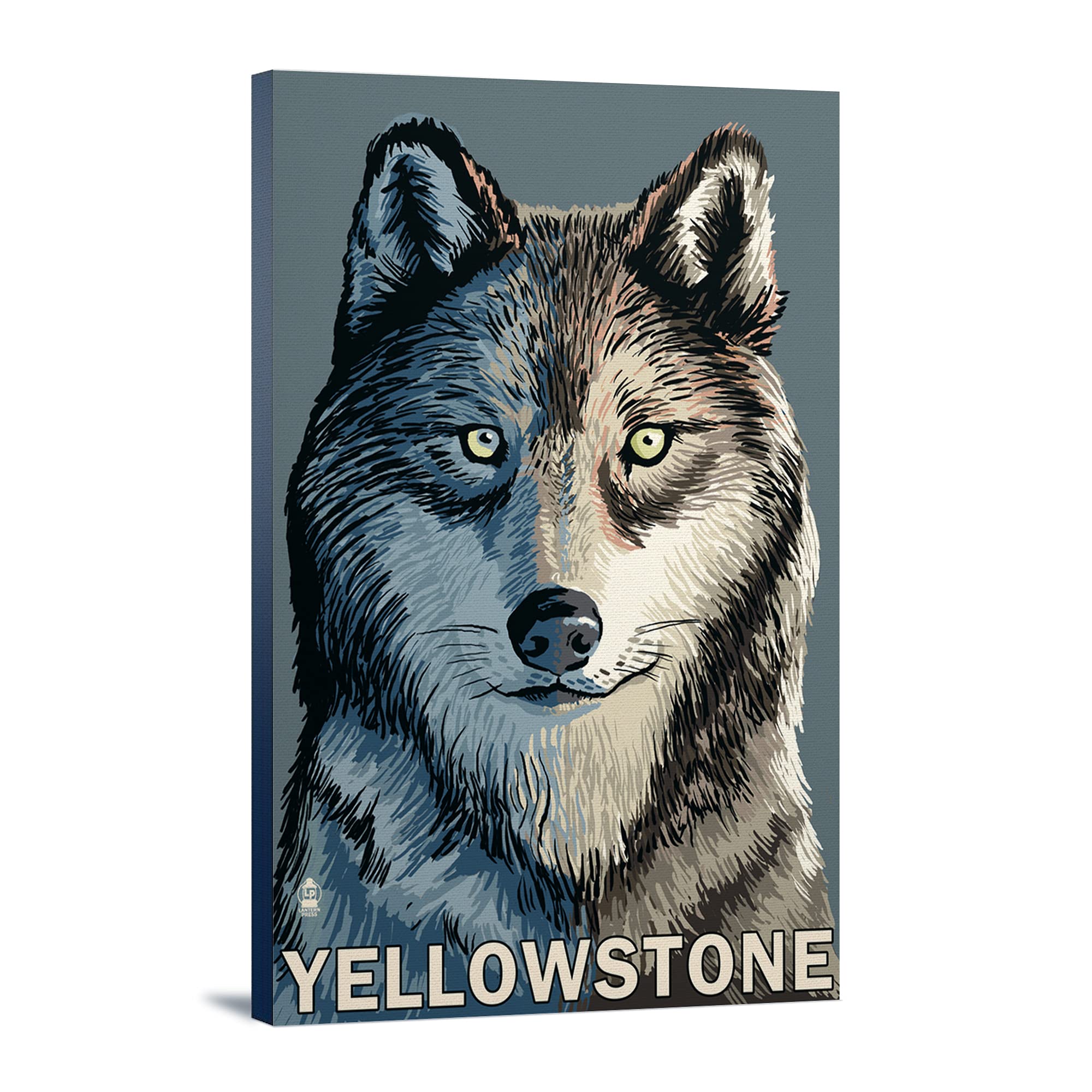 Lantern Press Wolf Up Close Yellowstone Art Print - 16x24 Wrapped Canvas Wall Decor for Living Room, Bedroom & Office - Nature Wildlife Photography Home Decor