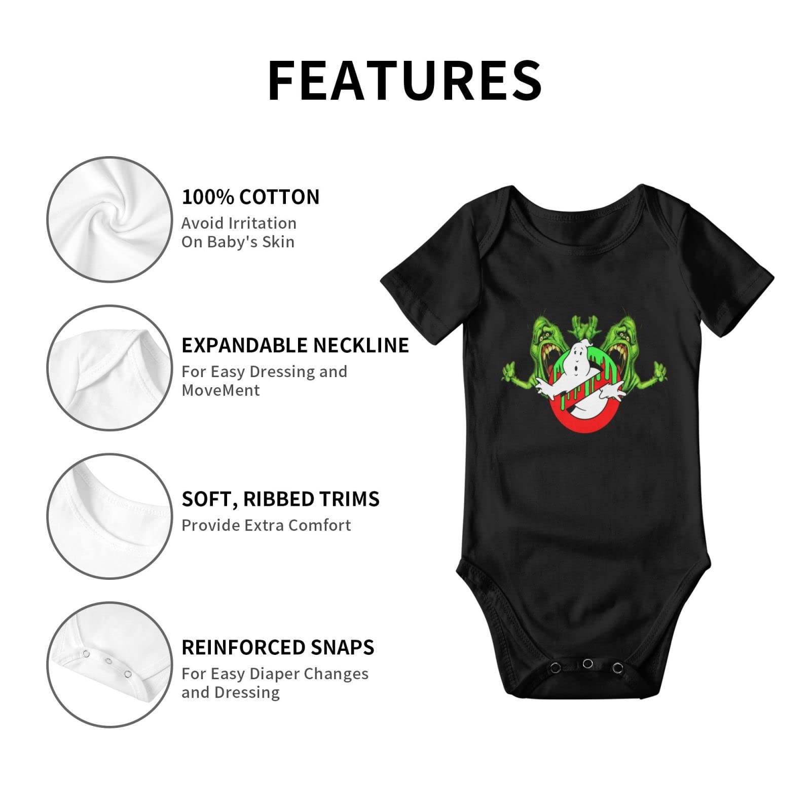 Ghostbusters Baby Onesie - Newborn Romper Unisex Short Sleeve Bodysuit | 3D Printed Graphic Jumpsuit | Soft Cotton Comfortable Outfit for Baby Boys & Girls (12 Months) | Perfect for Halloween, Cosplay & Everyday Wear