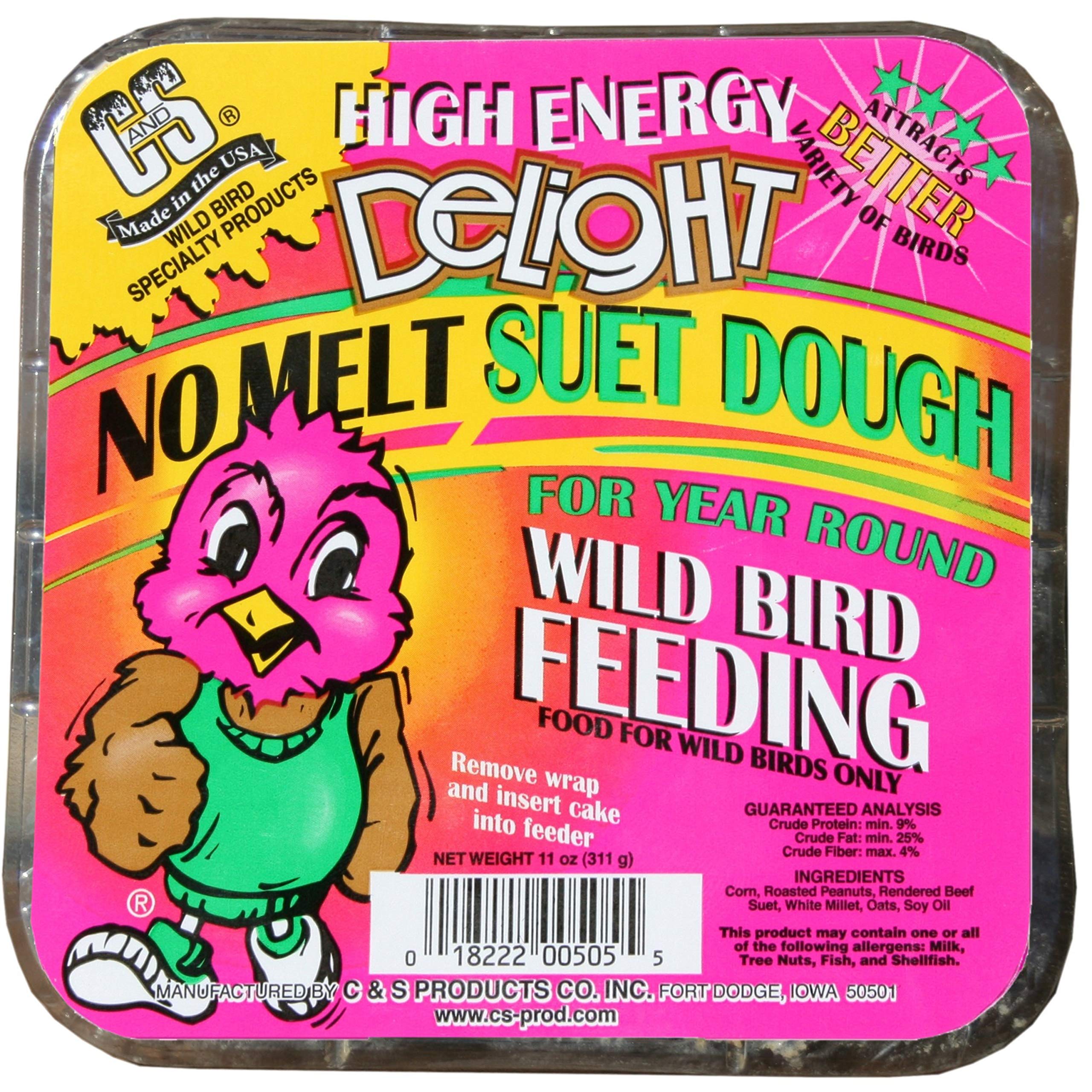 **C&S High Energy Delight No Melt Suet Dough - 11oz (Pack of 12) - Premium Bird Food for Wild Birds, Woodpeckers & Chickadees - Ideal for Backyard Bird Feeding & Wildlife Attraction**