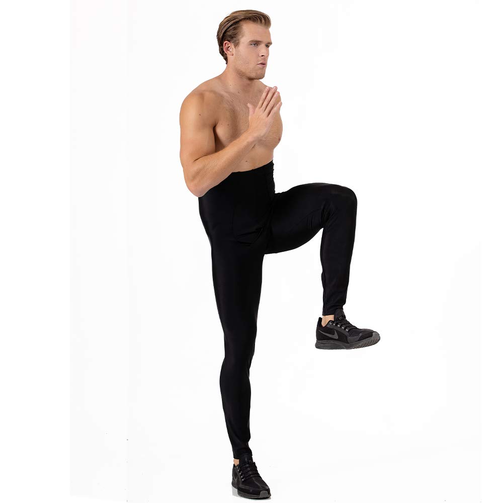 Insta Slim Men's Compression Hi-Waisted Workout Pants - MP2005 | High Waist Tights for Fitness Training, Gym & Running | Shapewear for Men with Slimming Effect