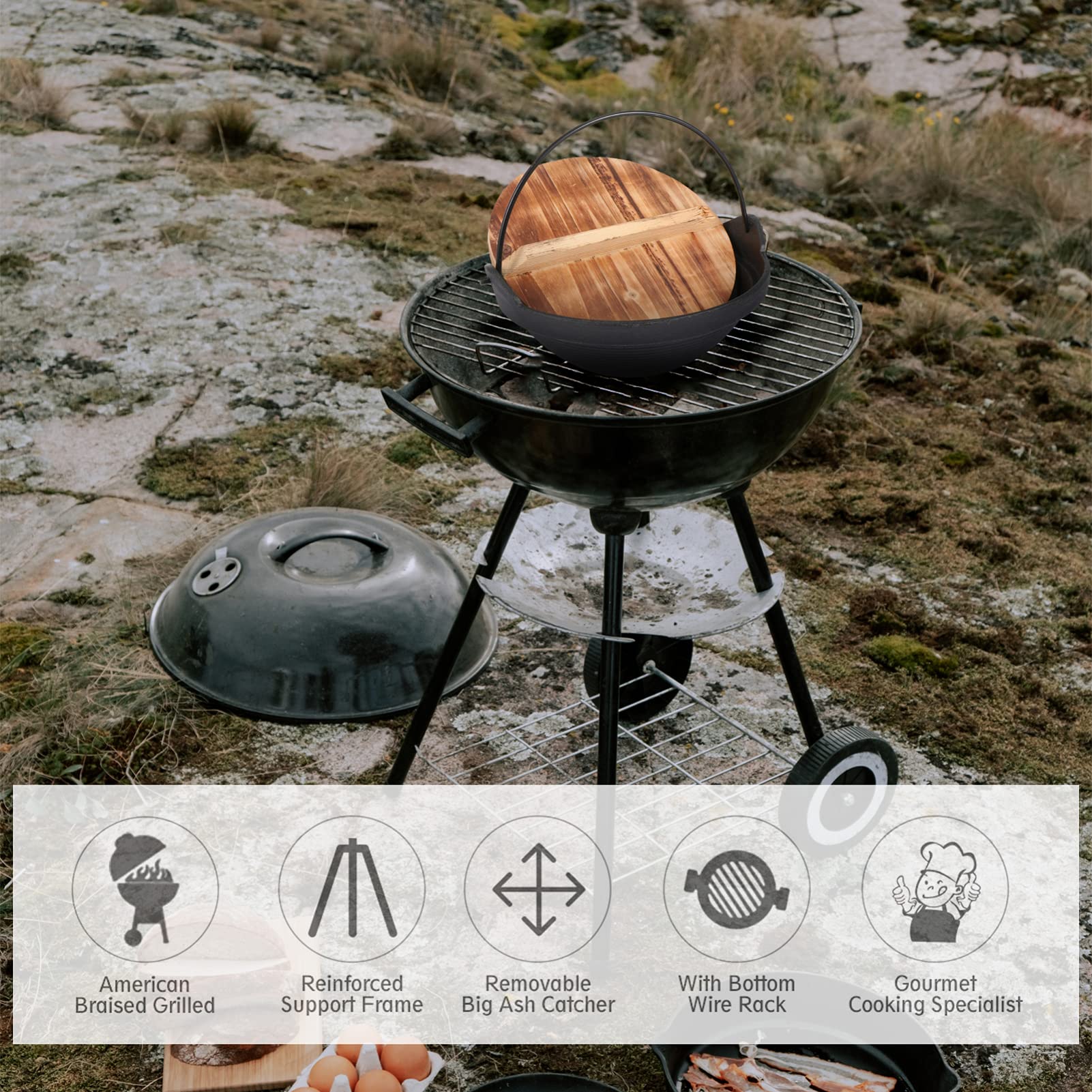 2-Piece Cast Iron Skillet Set - Non-Stick Dutch Oven with Lid, High-Temperature Resistant Camping Cookware for Soup, Stew & Boiling | Perfect for Outdoor Cooking, Camping Trips & Home Kitchen Use