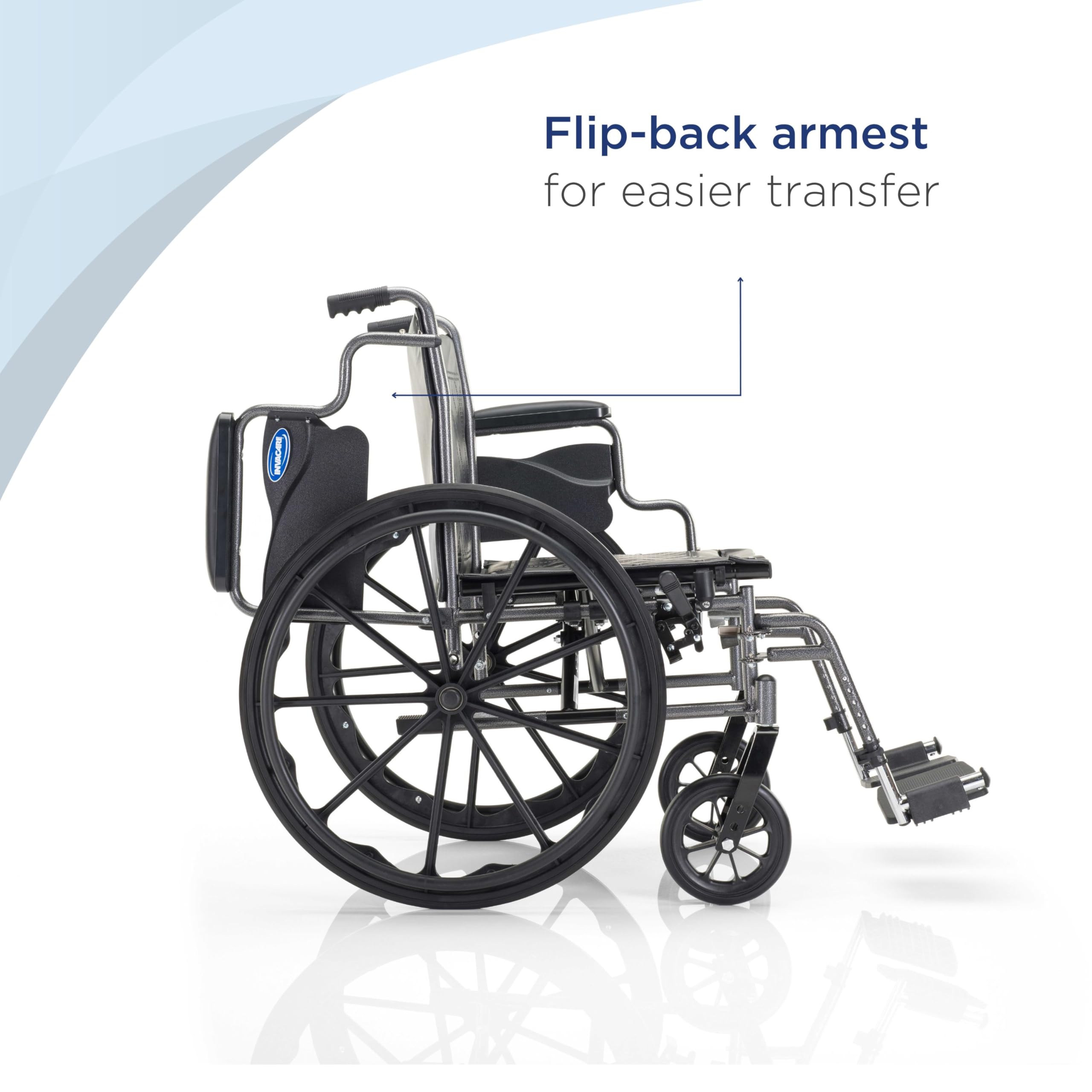 Invacare Essentials Tracer SX3 Foldable Wheelchair with Swing-Away Footrests & Desk Length Arms - 18 Inch Seat - Lightweight Mobility Aid for Indoor/Outdoor Use, Travel & Daily Activities
