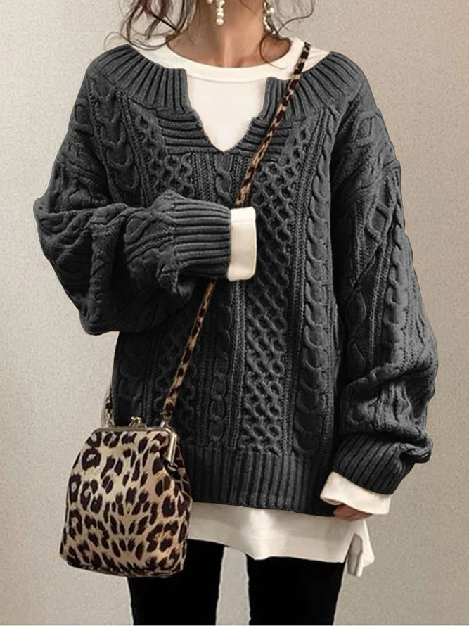 1956 Vintage Knitted Linen Sweater - Women's Casual Pullover for Fall & Winter | Perfect for Coffee Dates, Office Wear & Weekend Outfits