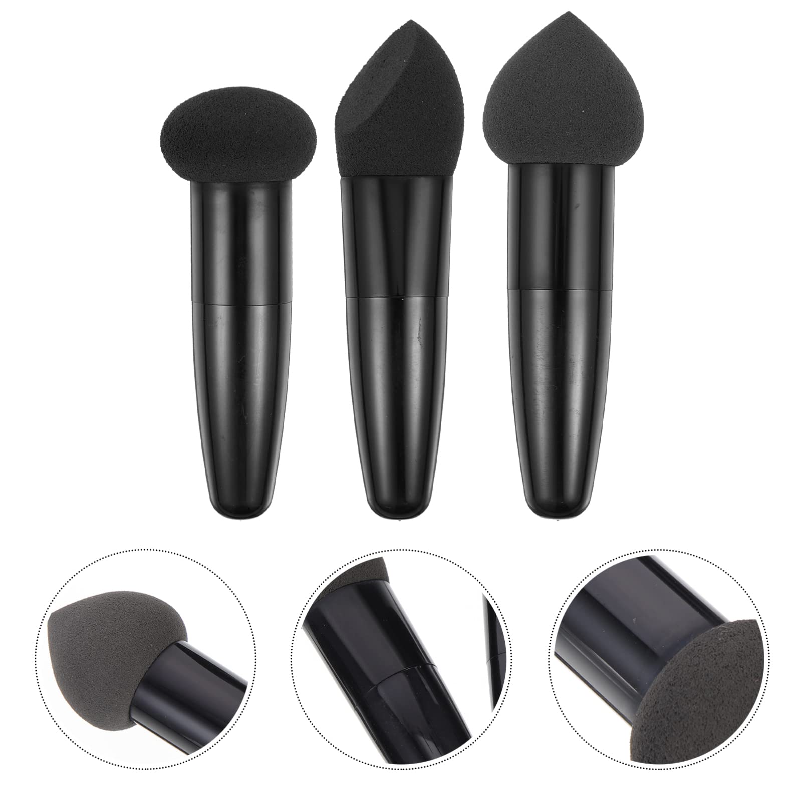 OSALADI 3-Piece Makeup Sponge Set - Beauty Blender, Egg Puff Foundation Sponge & Cosmetic Blender for Flawless Makeup Application | Perfect for Women & Girls | Black Makeup Sponges | Ideal for Liquid Foundation, Concealer & Powder Blending