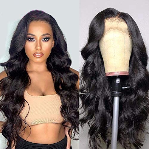 MDL Brazilian Virgin Hair 20 Inch 13x4 Lace Front Wig - Body Wave Pre Plucked Unprocessed Remy Human Hair with Baby Hair (Natural Color) | Perfect for Daily Wear, Cosplay & Special Occasions