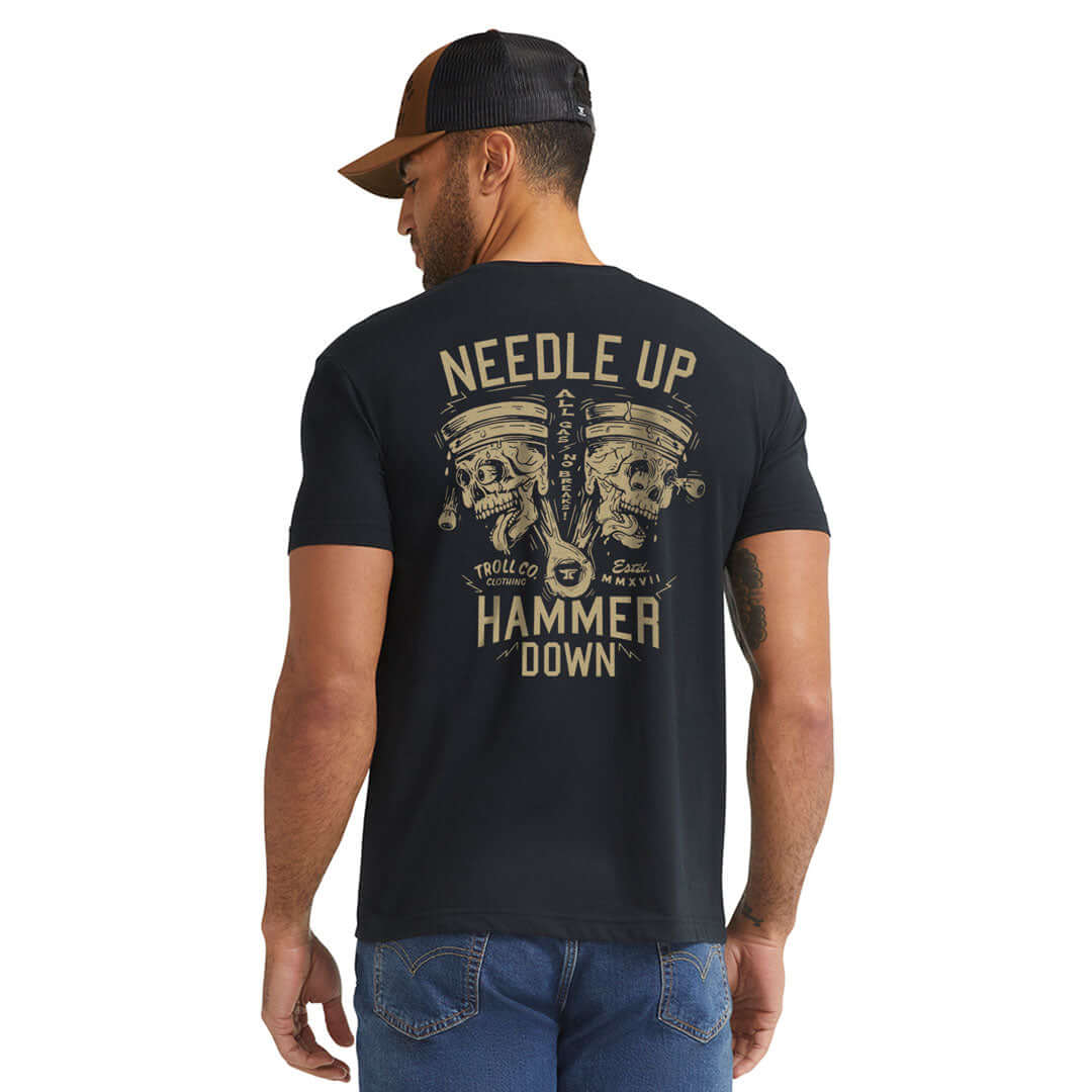 Hammer Twins Tee - Black Cotton Graphic T-Shirt for Men | Casual Streetwear & Gym Outfit