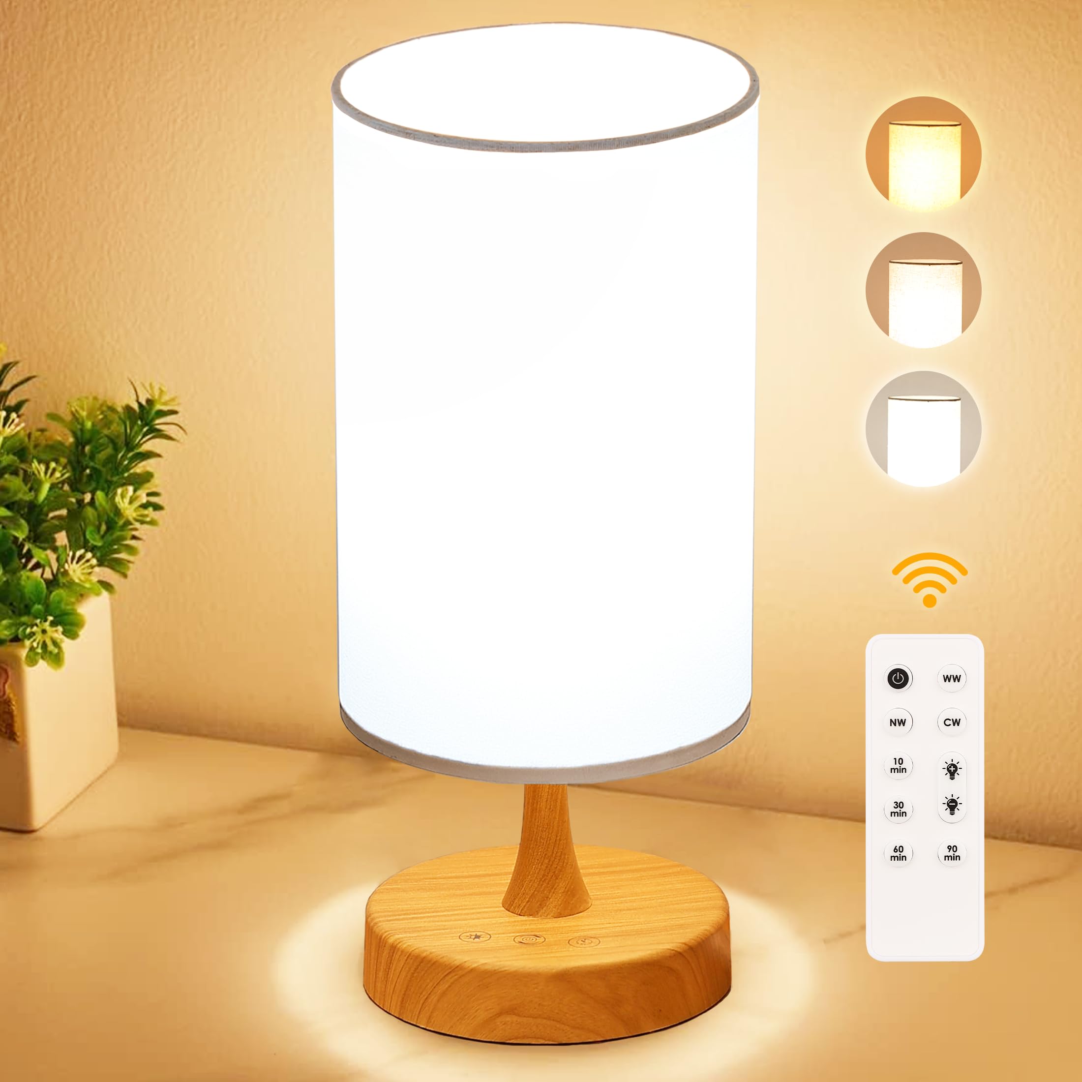 10000 Lux Light Therapy Lamp with 3 Color Temperatures - Adjustable Brightness, Timer & Memory Function, Remote Control (White Shade) for Seasonal Affective Disorder, Office & Home Use