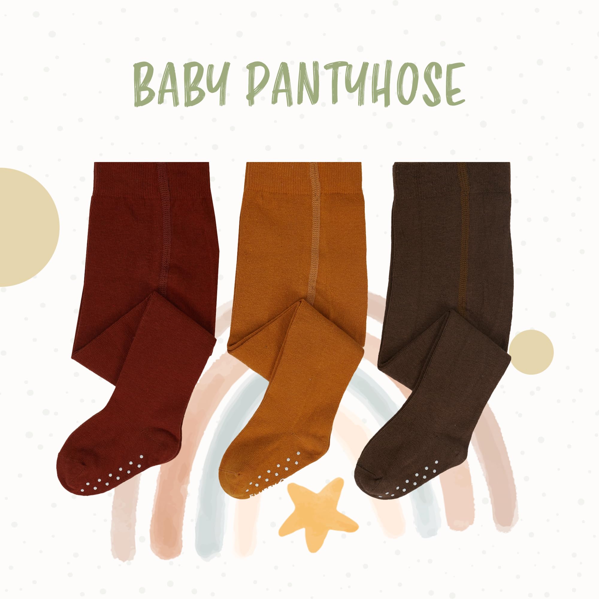 Unisex Baby Tights 3-Pack | Soft Cotton Thick Leggings with Anti-Slip Sole for Boys & Girls - Perfect for Playtime, Daycare & Winter Outfits