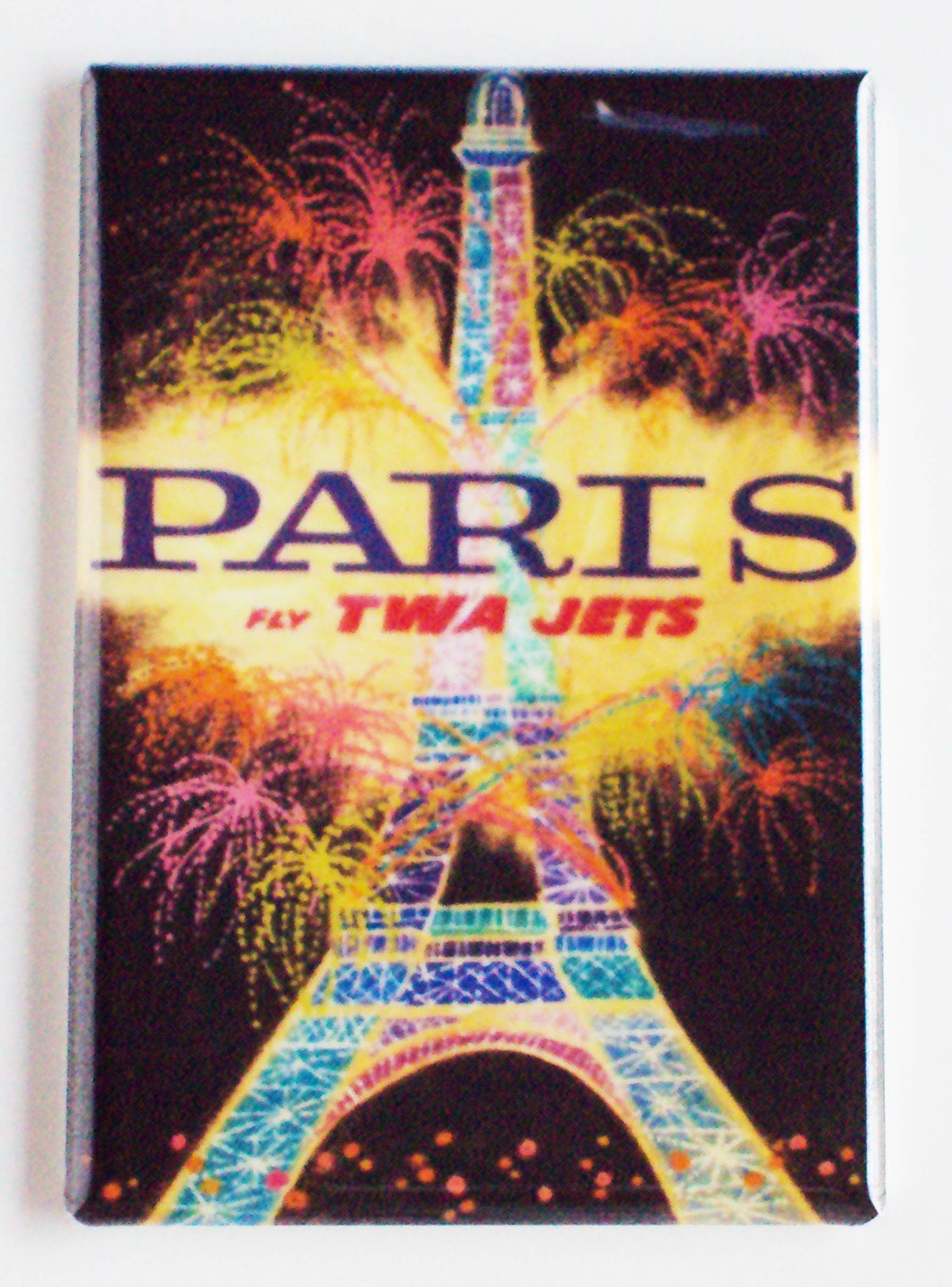 Paris TWA Travel Poster Fridge Magnet (2 x 3 inches) - Vintage Souvenir for Refrigerators, Lockers & Office Decor - Perfect for Travel Enthusiasts & Home Decor