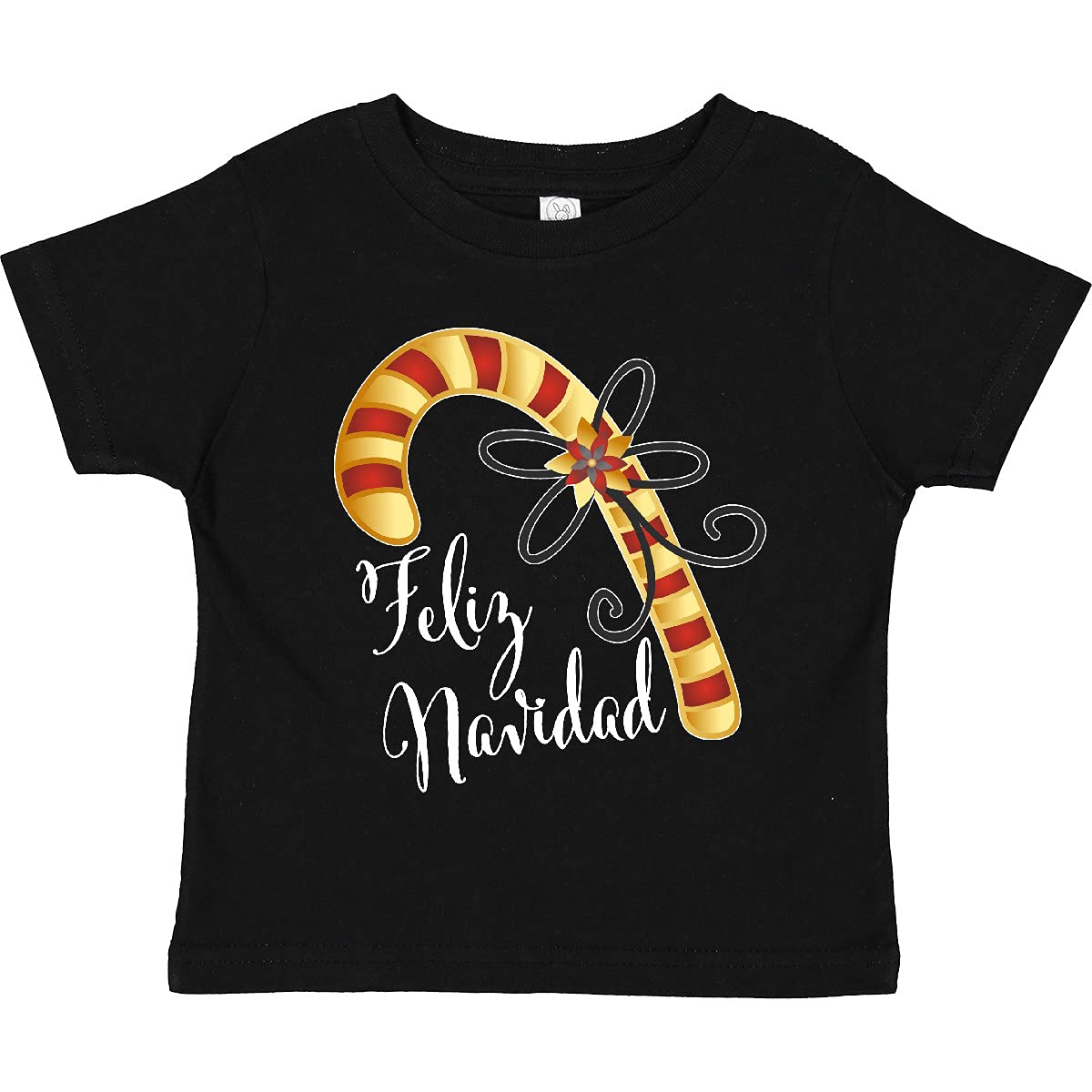 Inktastic Feliz Navidad Red and Gold Candy Cane Toddler T-Shirt - Christmas Holiday Outfit for Babies & Toddlers, Festive Party Wear, Family Matching Holiday Attire