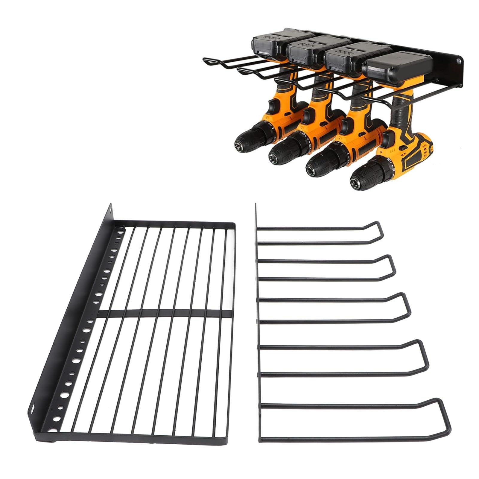 Heavy Duty Wall Mount Power Tool Organizer - 2 Layer Drill Holder Storage Rack with Large Capacity for Garage, Workshop & Shed | Perfect for Organizing Power Tools, Screwdrivers & DIY Equipment - Ideal for Home Improvement Projects & Professional Workspaces