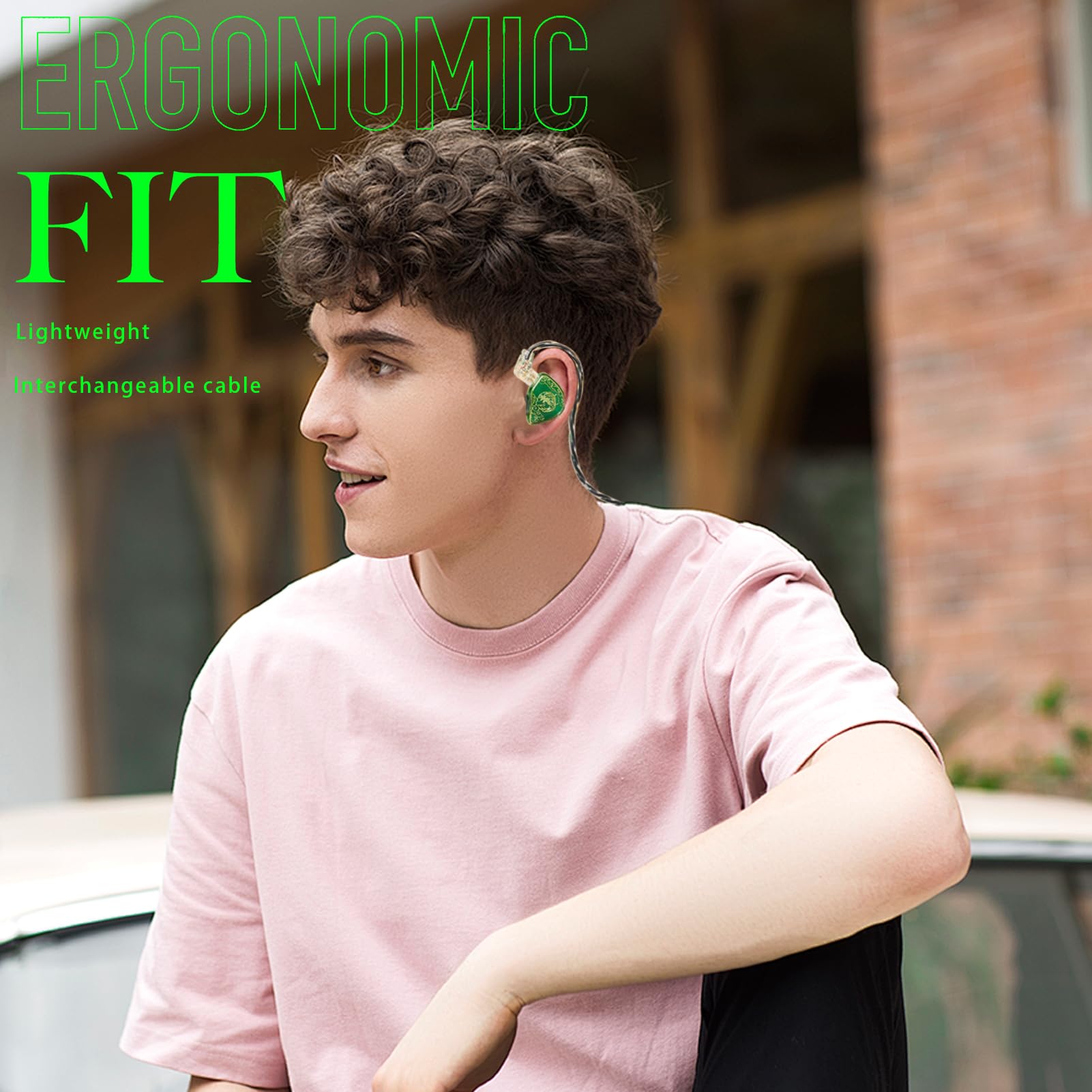 TANGZU Wan'er S.G Wired In-Ear Headphones with 10mm Dynamic Driver, Detachable 0.78mm 2-Pin Cable - Professional IEM Earphones for Gaming, Music & Studio Monitoring (Green)