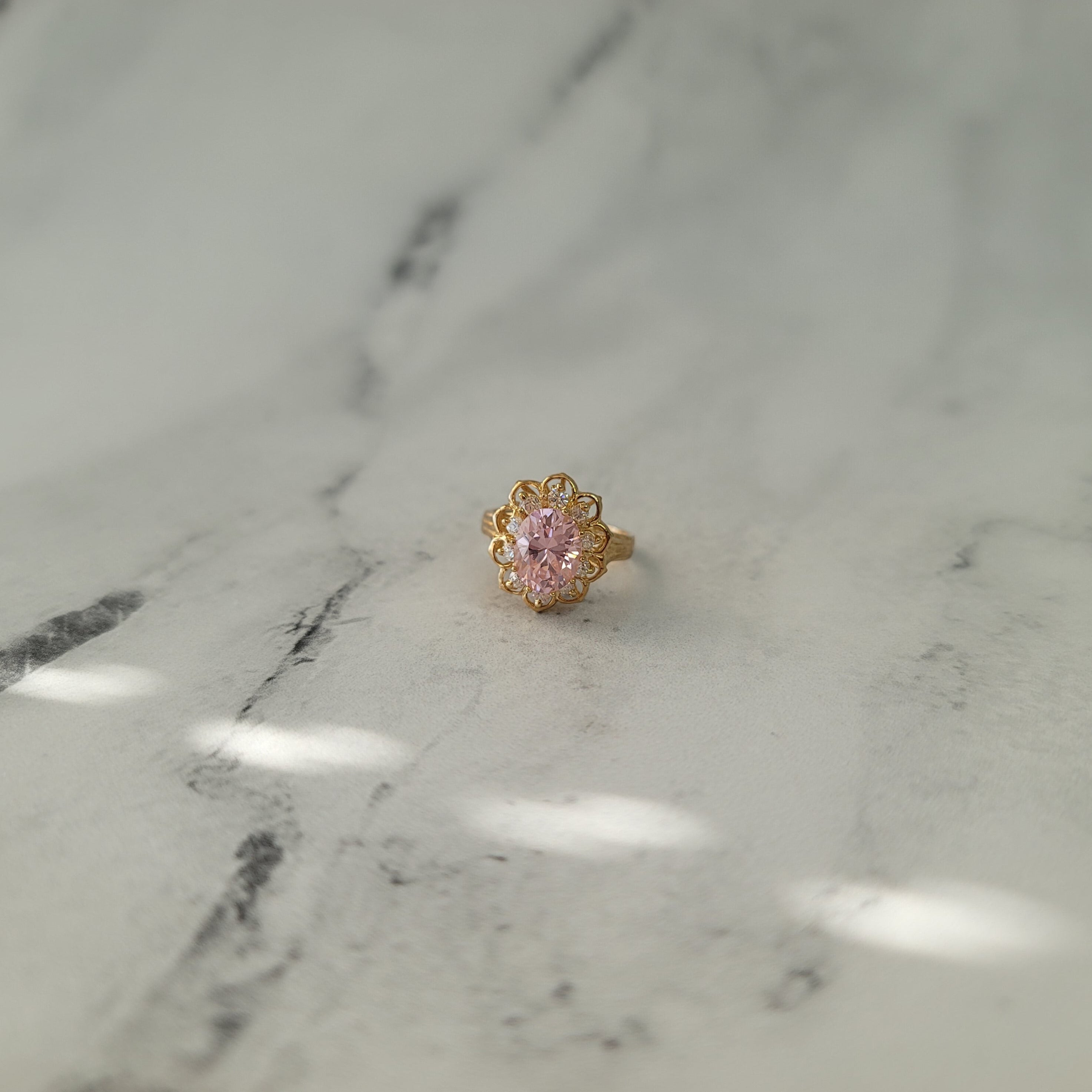 Elegant Pink Ice & Cubic Zirconia Cocktail Ring for Women - Perfect for Evening Parties, Weddings & Special Occasions