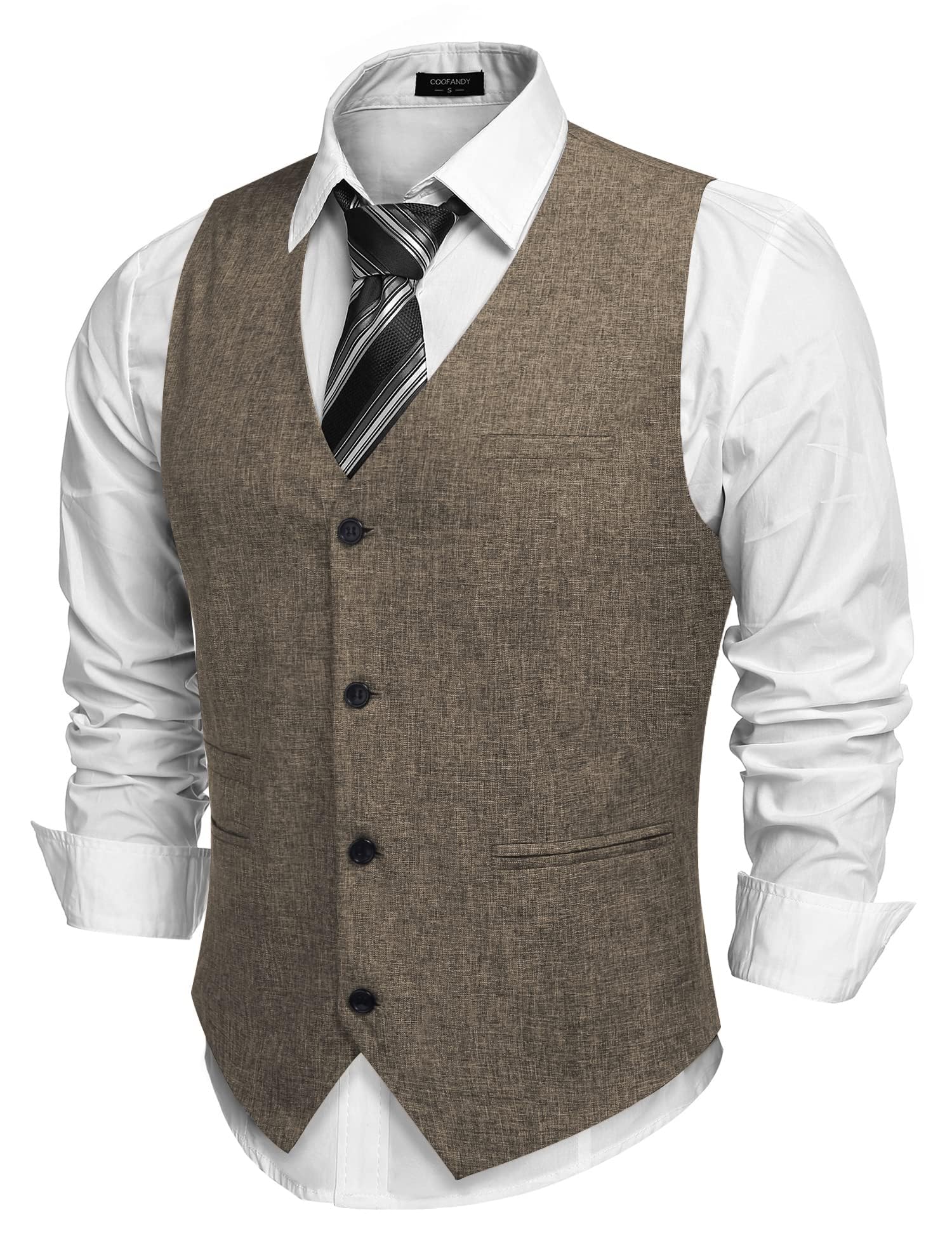 COOFANDY Men's Slim Fit Casual Business Vest - Lightweight Waistcoat for Office & Formal Wear | Perfect for Weddings, Business Meetings & Smart Casual Outfits