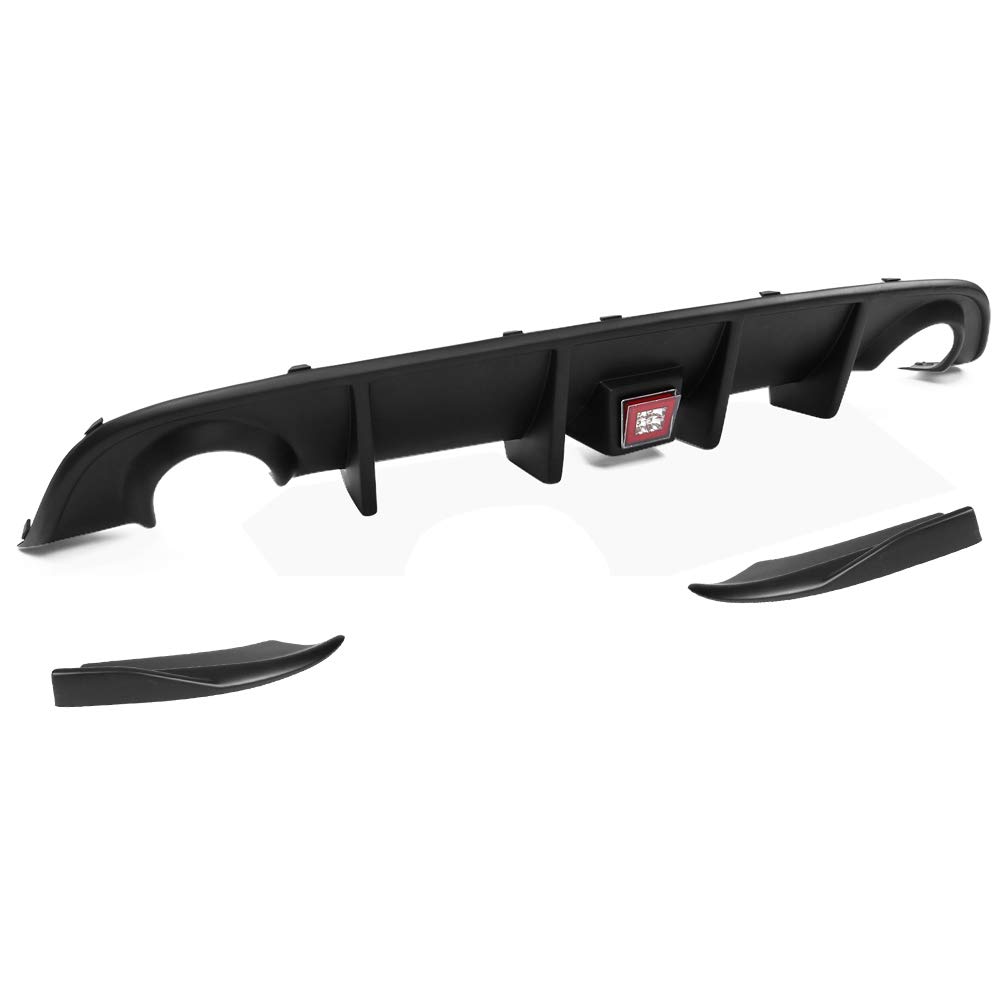 IKON MOTORSPORTS Rear Bumper Diffuser V2 Style Valance Side Aprons with Smoke Brake Light - Compatible with 2015-2023 Dodge Charger SRT | Aggressive Styling Upgrade for Muscle Car Enthusiasts