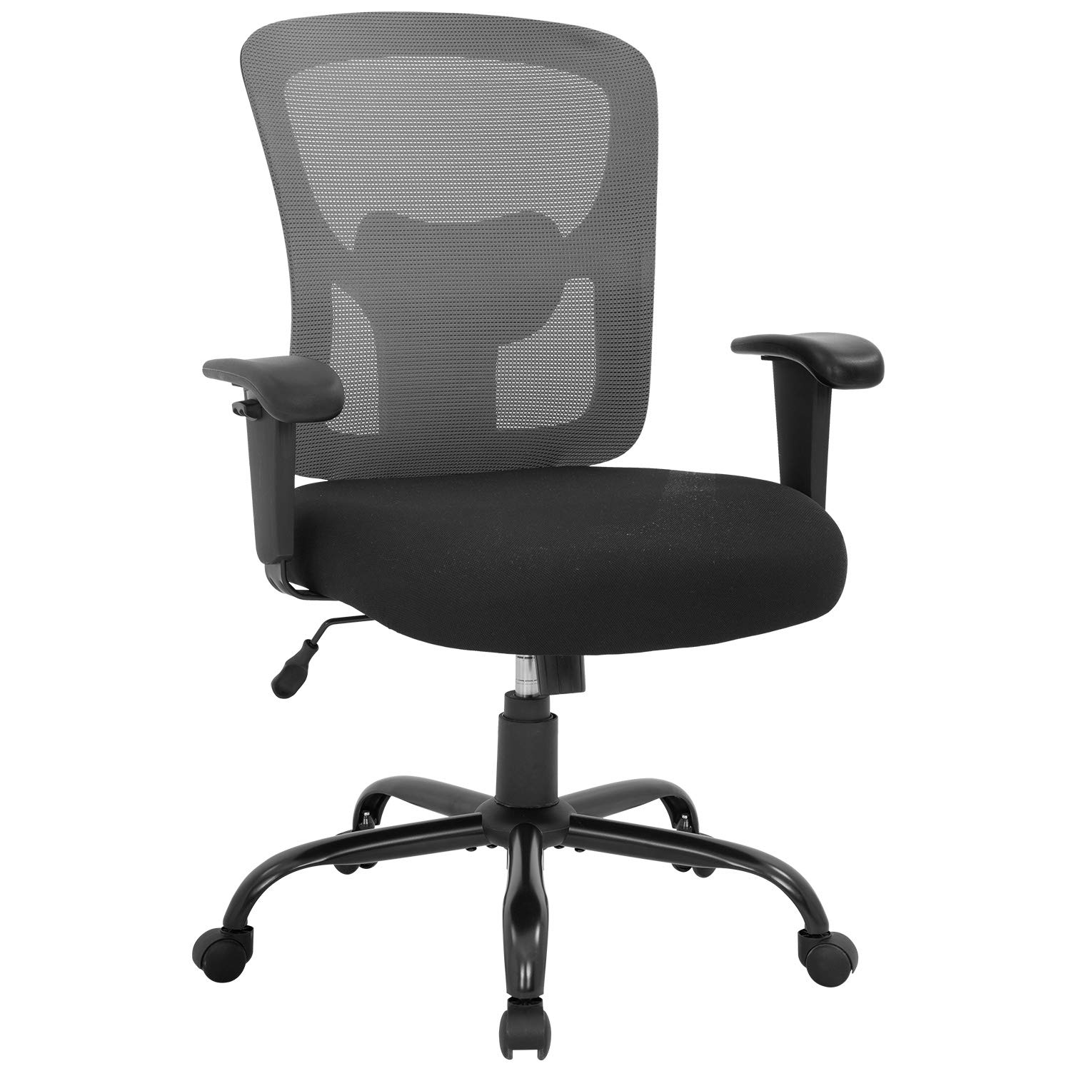 Big and Tall Office Chair 400lbs Capacity - Extra Wide Seat Ergonomic Mesh Computer Chair with Lumbar Support & Adjustable Arms - Heavy Duty Swivel Rolling Task Chair for Large People (Grey) - Perfect for Home Office, Gaming, and Long Work Sessions