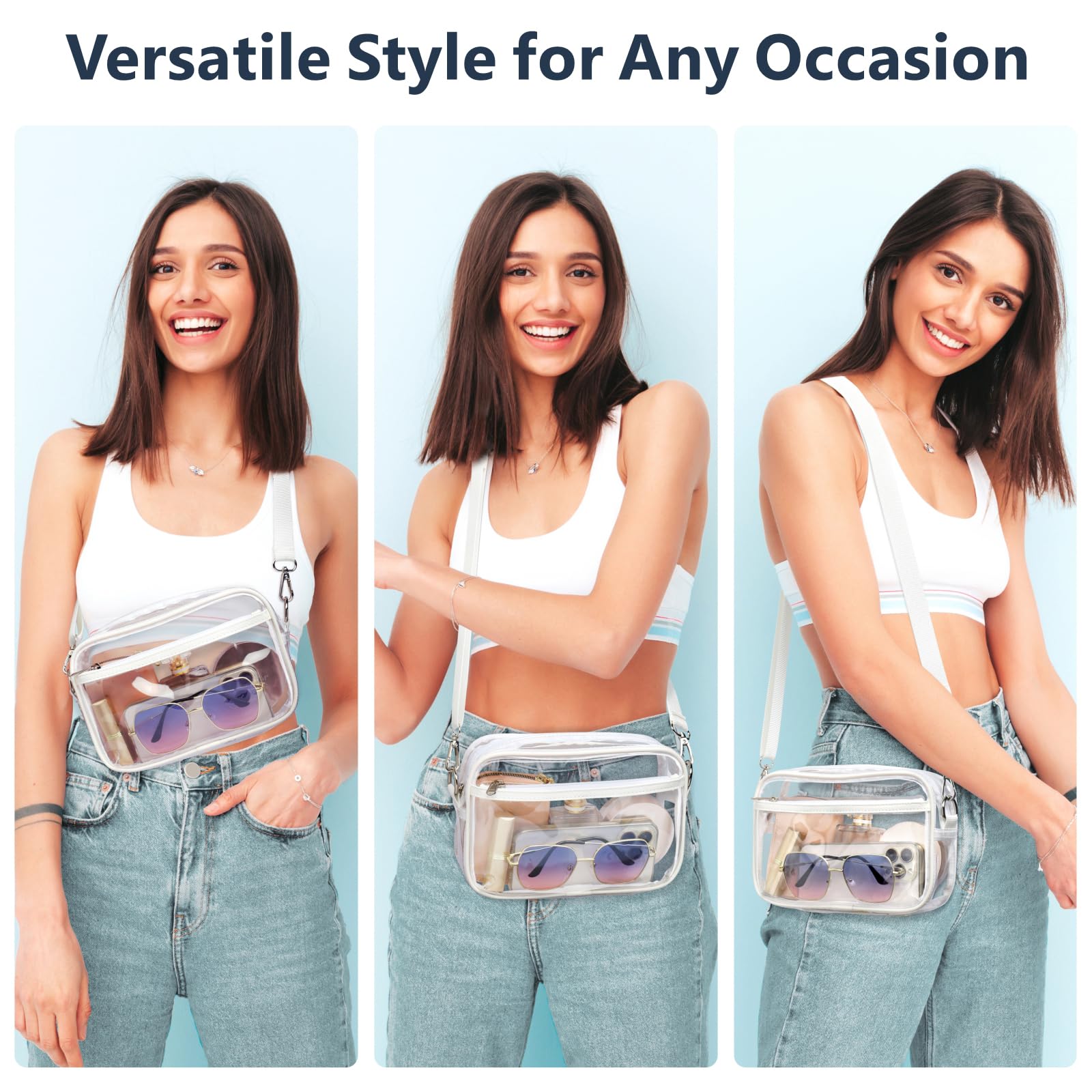 Clear Stadium Approved Crossbody Bag for Women - PACKISM Transparent Purse for Concerts, Sports, Game Day & Events | Perfect for NFL Games, Music Festivals & Theme Park Adventures