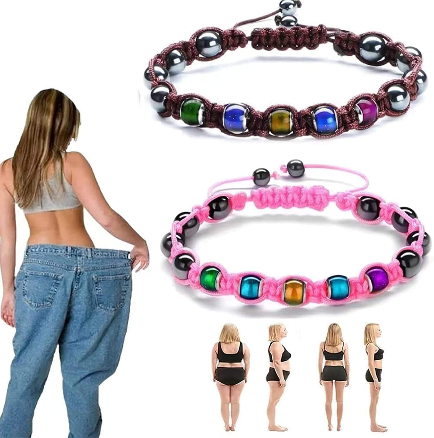 AAVOW Vigorvi Thermochromic Bead Lymph Detox & Slimming Bracelet - Adjustable Mood & Vitality Tracking Hematite Bracelet for Women | Body Wellness, Detoxification & Fashion Accessory