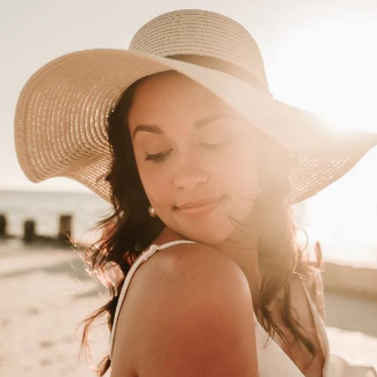 Floppy Beach Hat for Women - Personalized Sun Hat for Bachelorette Party & Honeymoon - Bride to Be Gift - Wide Brim Sun Protection Hat - Perfect for Beach Vacations, Pool Parties & Bridal Showers