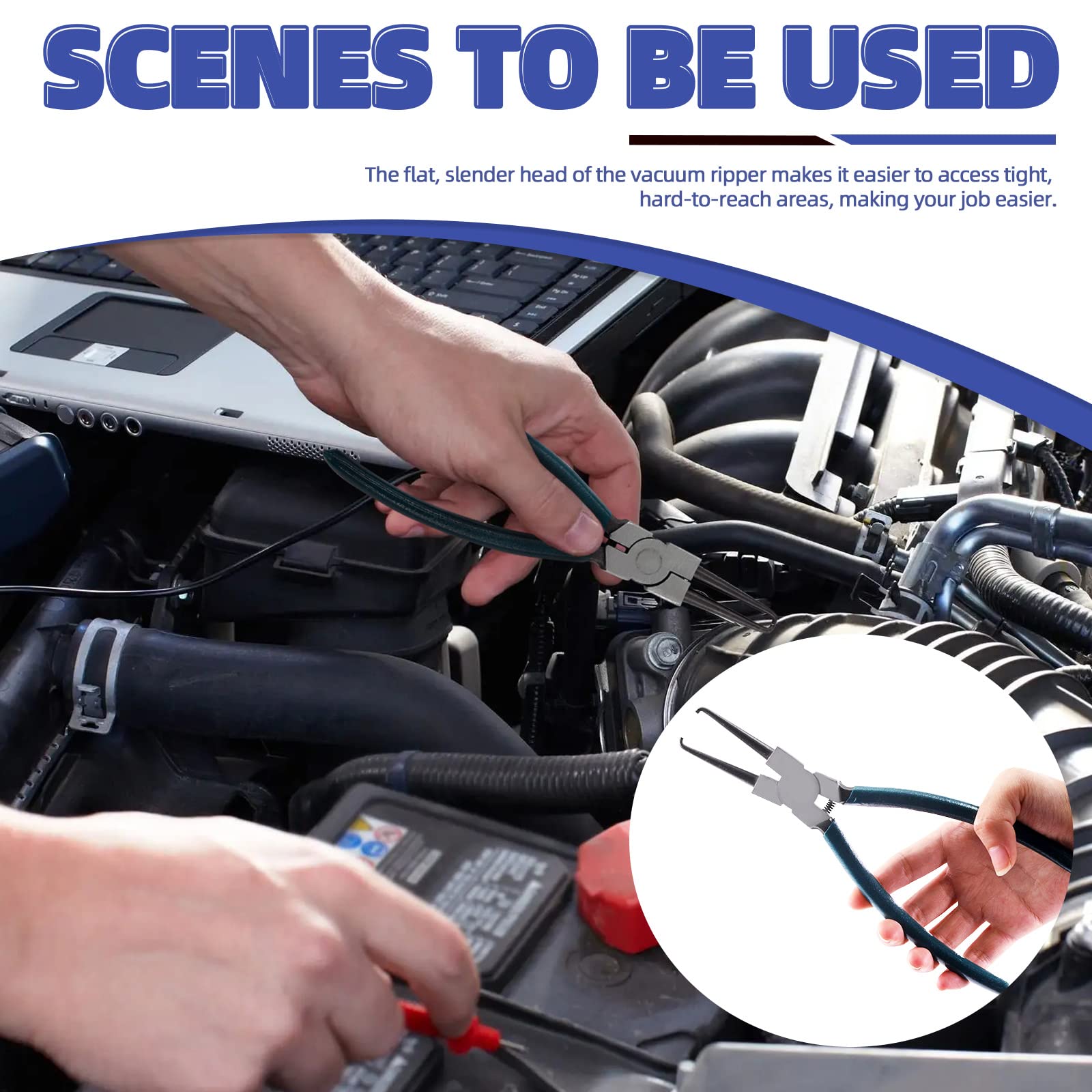 Glarks 4-Piece Fuel Line Pliers Kit - Includes 9-Inch Fuel Filter Calipers, Hose Pipe Clamp Clip, Hose Remover Pliers & Flat Band Hose Clamp Pliers for Auto Repair & Maintenance - Perfect for Mechanics, DIY Car Enthusiasts & Automotive Professionals