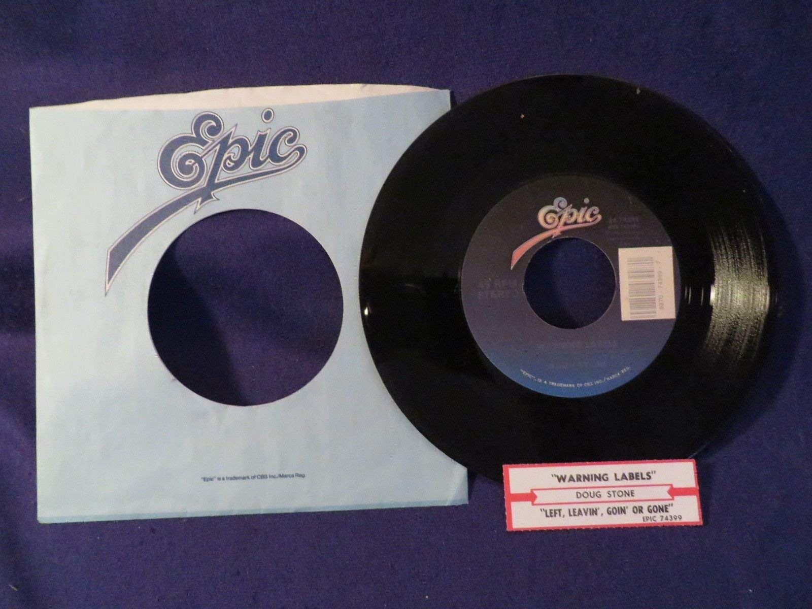 DOUG STONE Warning Labels 45 Record - Vintage Vinyl for Music Collectors