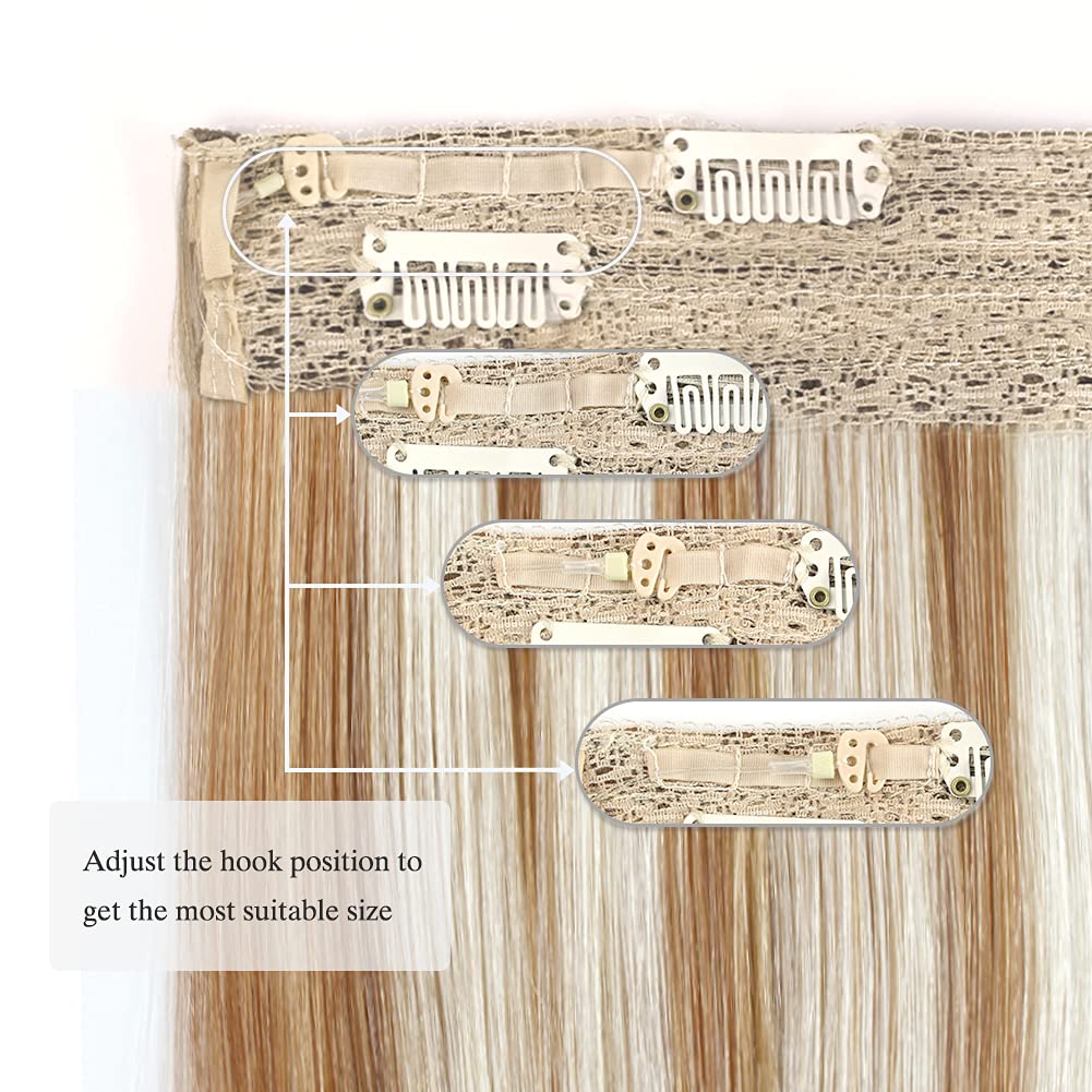 16 Inch 100g Sassina Wire Human Hair Extensions - Highlight Dark Dirty Blonde Mixed with Ash Blonde Remy Real Human Hair - Miracle Wire Straight Hairpiece for Daily Styling & Special Occasions