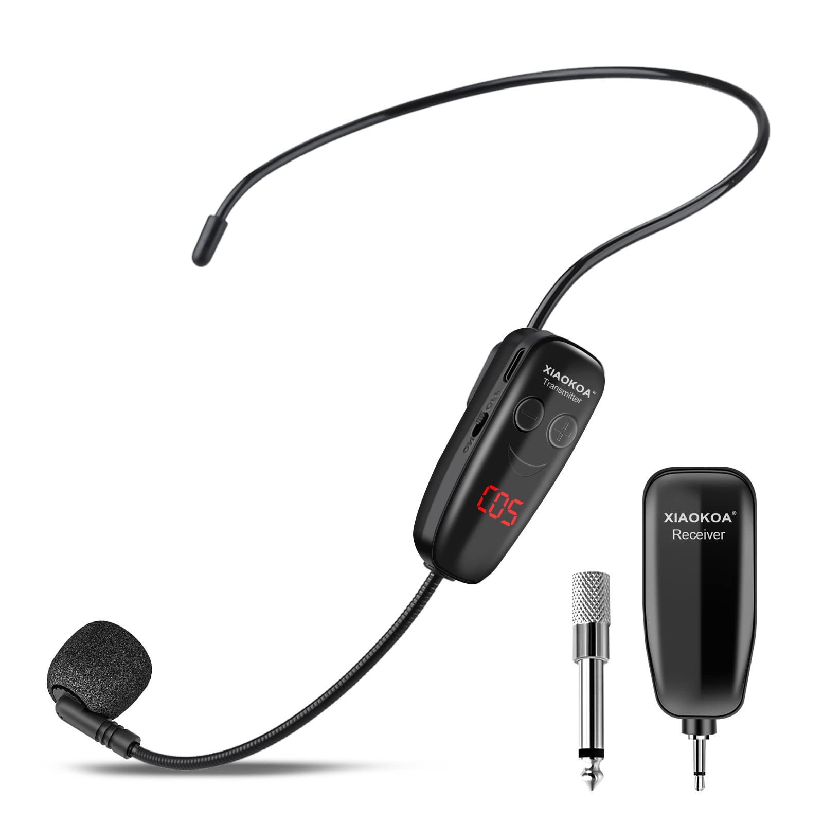 XIAOKOA Wireless Microphone Headset - UHF Professional Headset Mic with LED Digital Display for Teachers, Fitness Instructors & Tour Guides | Portable Voice Amplifier System for Presentations, Workouts & Outdoor Activities
