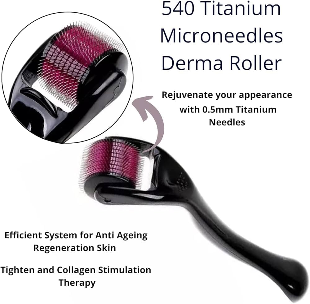 Derma Roller 0.5mm for Hair Growth & Skin Rejuvenation | 540 Stainless Steel Microneedles | Repair Damaged Hair & Activate Follicles | Reduce Hair Fall & Thicken Hair | Improve Skin Texture & Revitalization | Safe & Effective for Home Use | Perfect for Hair Care & Anti-Aging Routine