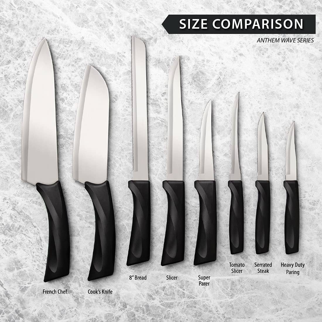 Rada Cutlery Anthem Series 8 Inch Bread Knife with Ergonomic Black Handle - Perfect for Slicing Bread, Bagels, and Pastries - Ideal for Home Kitchens, Bakeries, and Restaurants