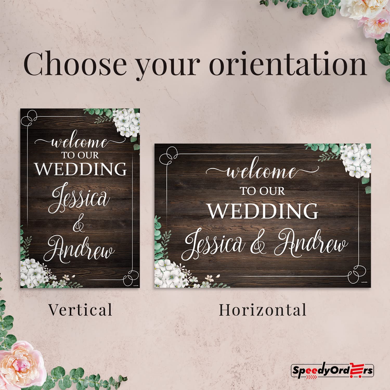 Custom Rustic Wooden Wedding Welcome Sign - Personalized Acrylic Wedding Reception Poster - Elegant Ceremony Decor for Rustic Weddings & Events