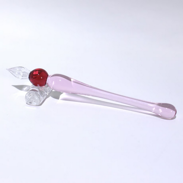 Japanese Glass Dip Pen - Short Pink Calligraphy Pen for Handwriting & Art, Perfect Gift for Writers, Artists & Stationery Lovers - Ideal for Lettering, Journaling & Creative Writing
