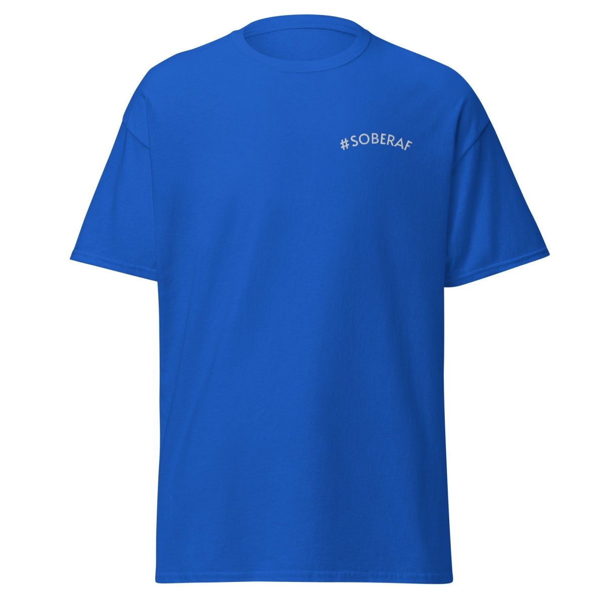 SoberAF Embroidered Statement T-Shirt for Men - Funny Sobriety Tee - Perfect for Recovery Meetings, AA Events & Sober Lifestyle
