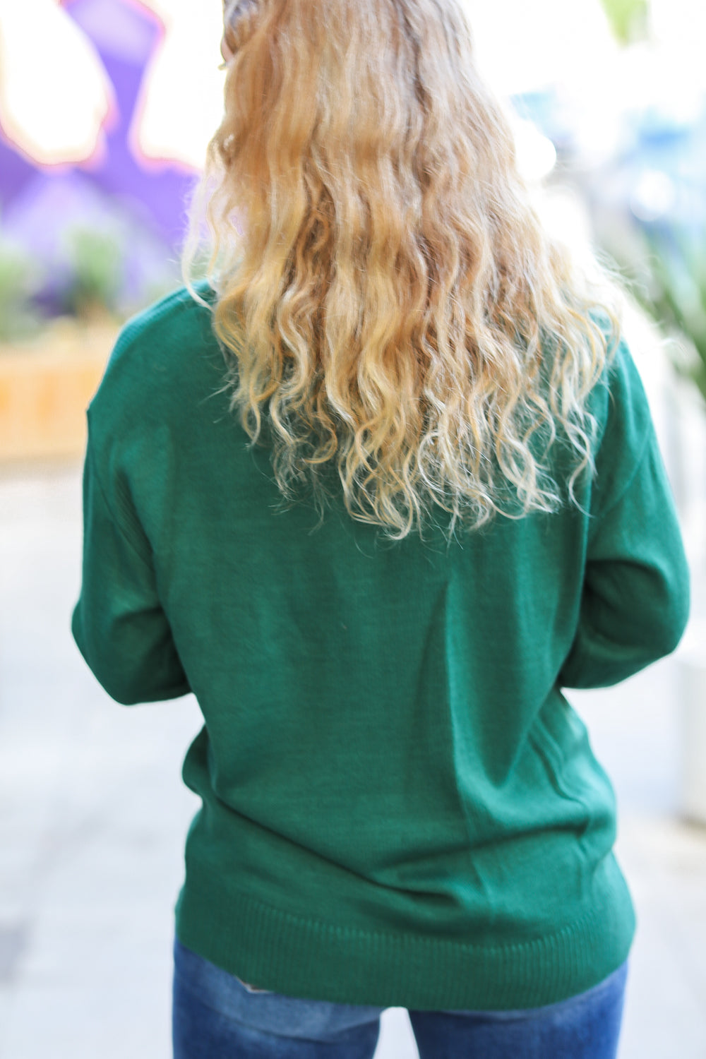 Be Merry Hunter Green Pop Up Lurex Sweater - Festive Holiday Knitwear for Women | Perfect for Christmas Parties & Winter Gatherings