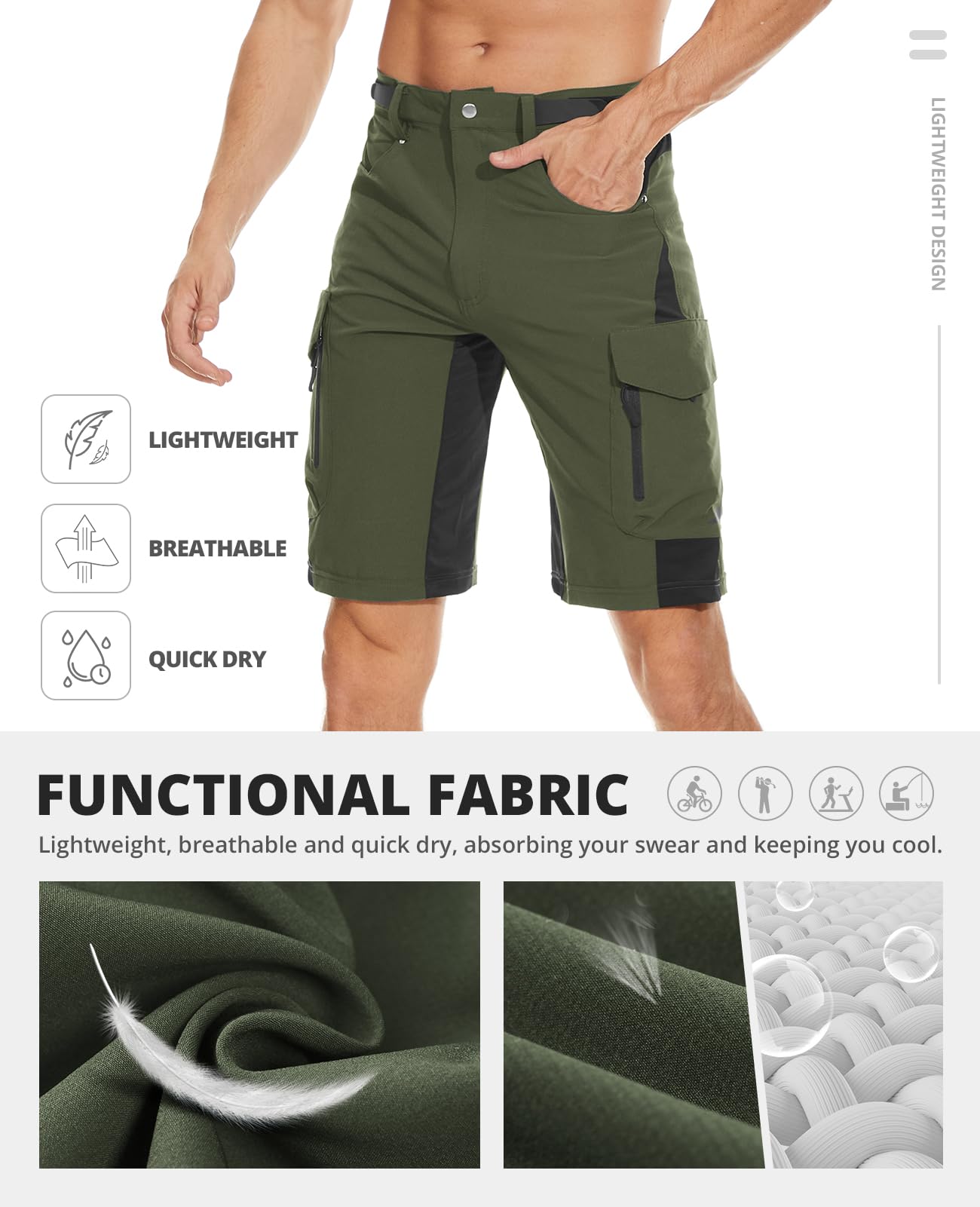 Cycorld Men's Mountain Bike Shorts for Cycling & Hiking - Outdoor Cargo Shorts