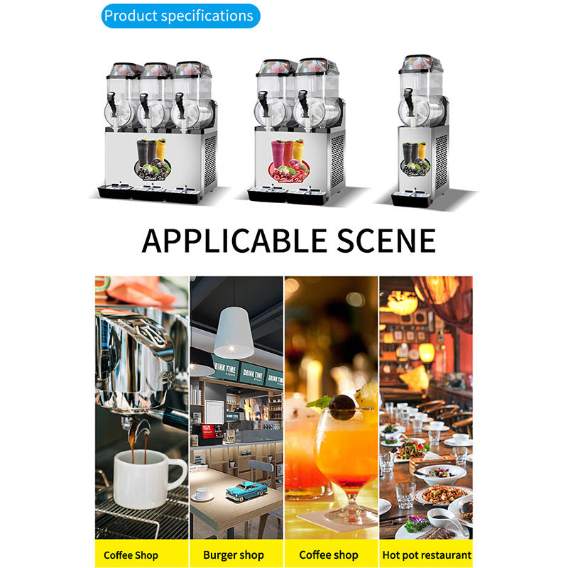 110V Commercial Slushy Machine 45L 3-Tank Stainless Steel Margarita Frozen Drink Maker with Powerful Compressor - 1100W High Efficiency Cooling for Supermarkets, Cafes, Restaurants & Bars - Perfect for Summer Parties, Poolside Events and Refreshment Stands