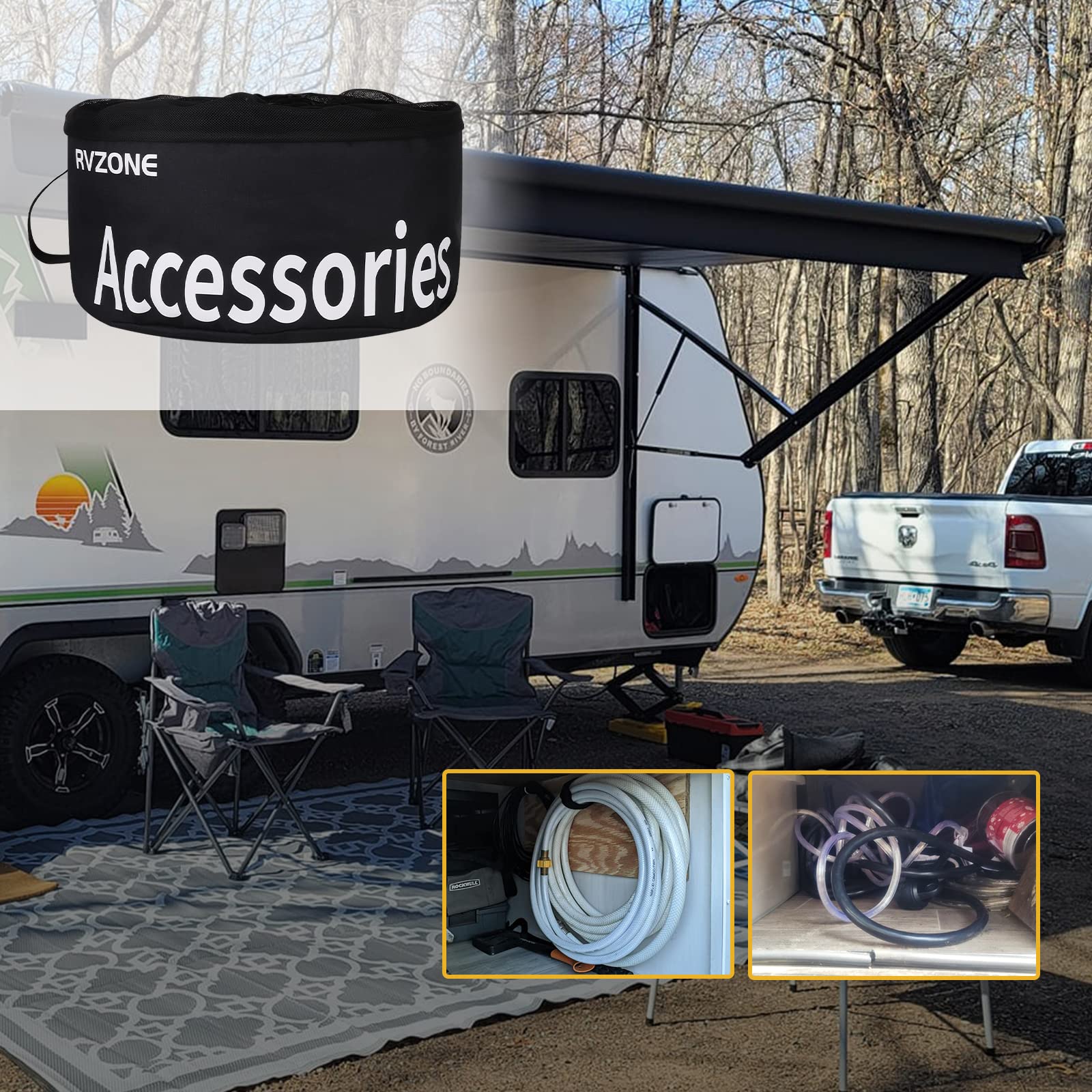 Waterproof RV Hose Storage Bag - Organizer for Sewer, Water & Cords - Camping Accessories