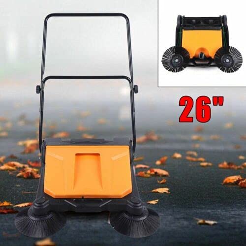 Industrial Manual Push Sweeper - 360° Rotating Floor Cleaning Tool for Carpet, Hardwood & Outdoor Surfaces | Perfect for Household, Commercial & Construction Sites | Backyard, Walkways, Lawns & Road Cleaning Solution