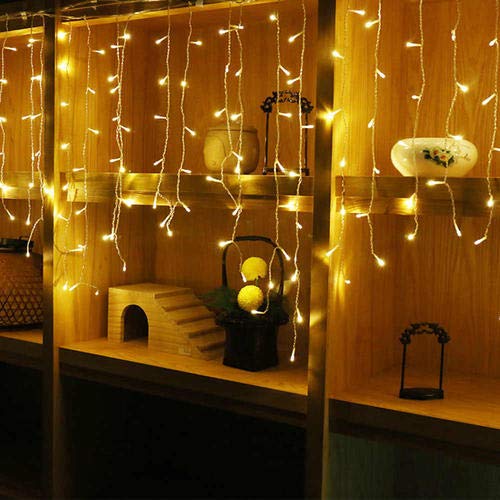 DEPOVOR 32.8ft 400 LED Icicle Curtain Lights - 8 Lighting Modes, Warm White Christmas String Lights for Indoor/Outdoor Use - Perfect for Xmas, Party, Wedding, Halloween, Thanksgiving & Easter Decorations - Create Magical Holiday Atmosphere for Home, Garden, Patio and Special Events