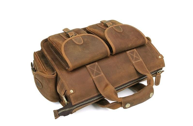 13 Inch Rustic Brown Genuine Leather Laptop Bag for Women - Stylish & Durable Work Bag for Office, Business Travel & College