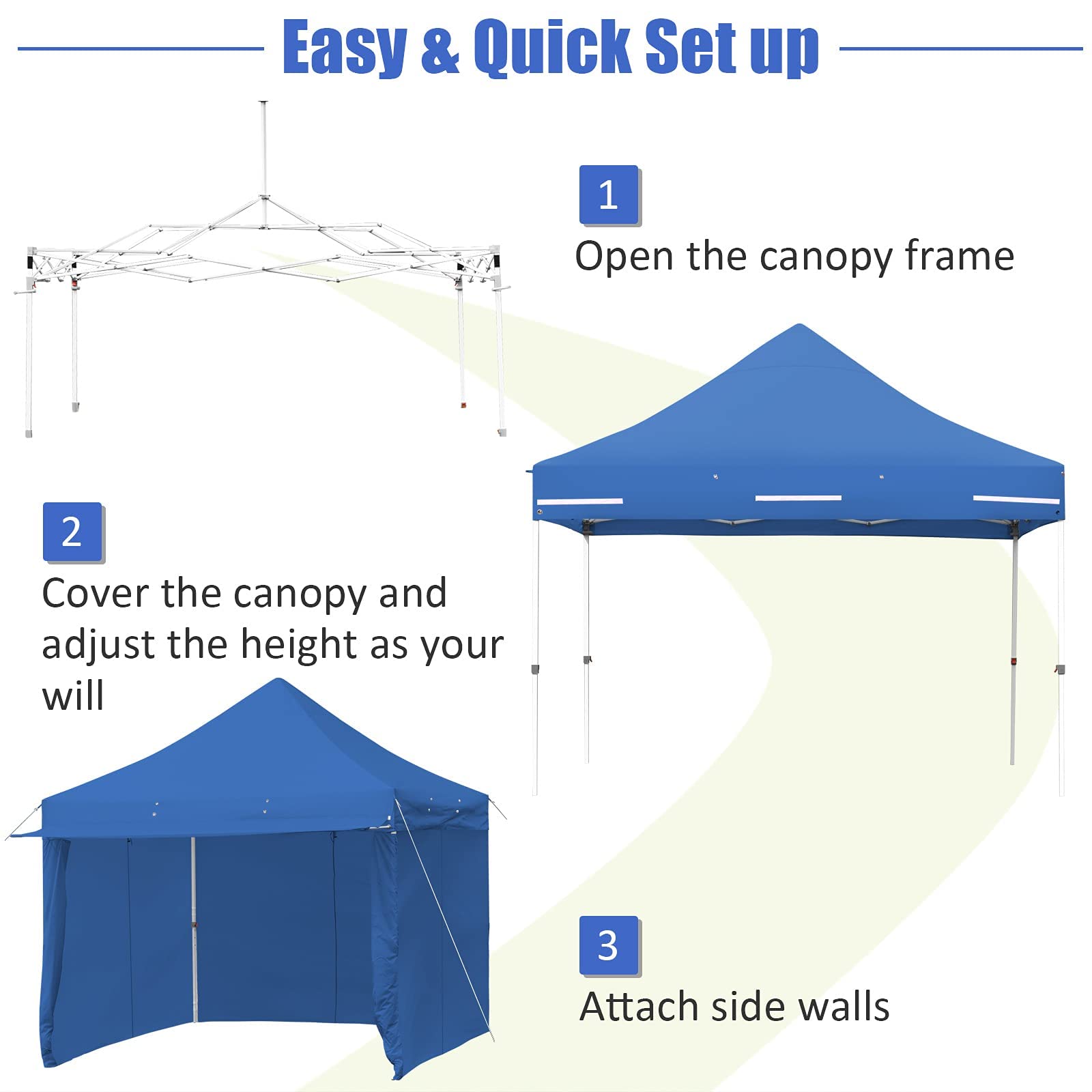 Tangkula 10x10ft Pop Up Canopy Tent - Commercial Instant Shelter with 5 Removable Zippered Sidewalls & Extended Awning - Portable Market Canopy Includes 4 Sand Bags, 8 Stakes, 4 Ropes & Carry Bag - Perfect for Outdoor Events, Farmers Markets, Camping & Beach Parties