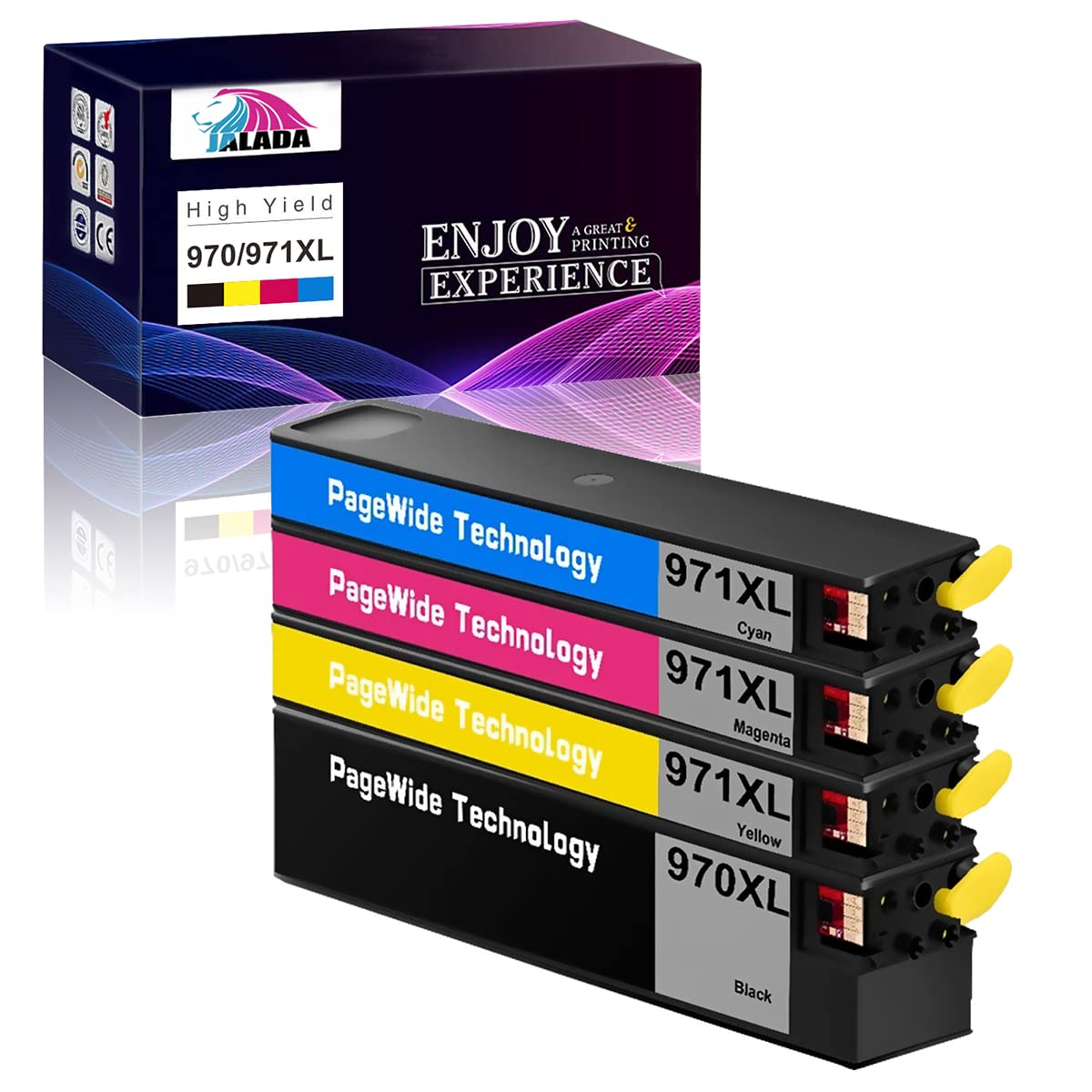 HP 970XL 971XL Compatible Ink Cartridges (4 Pack) - Replacement for HP 970 971 XL, Works with HP OfficeJet Pro X576dw X451dn X451dw X476dw X476dn X551dw Printers - Ideal for Home Office & High-Volume Printing