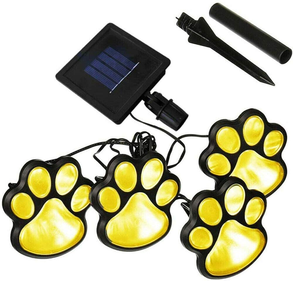 Solar Dog Paw Print LED Garden Lights - 3