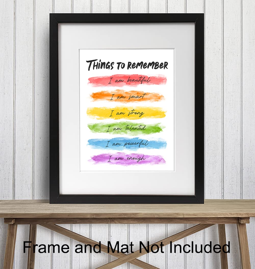 Inspirational Wall Art with Positive Affirmations - Motivational Quotes for Women, Girls & Friends - Encouragement Gift for Daughter, BFF & Best Friend - 'I Am' Motivational Poster - Perfect for Home, Office, Bedroom & Bathroom Decor - UNFRAMED 8x10 - Boost Confidence & Daily Motivation