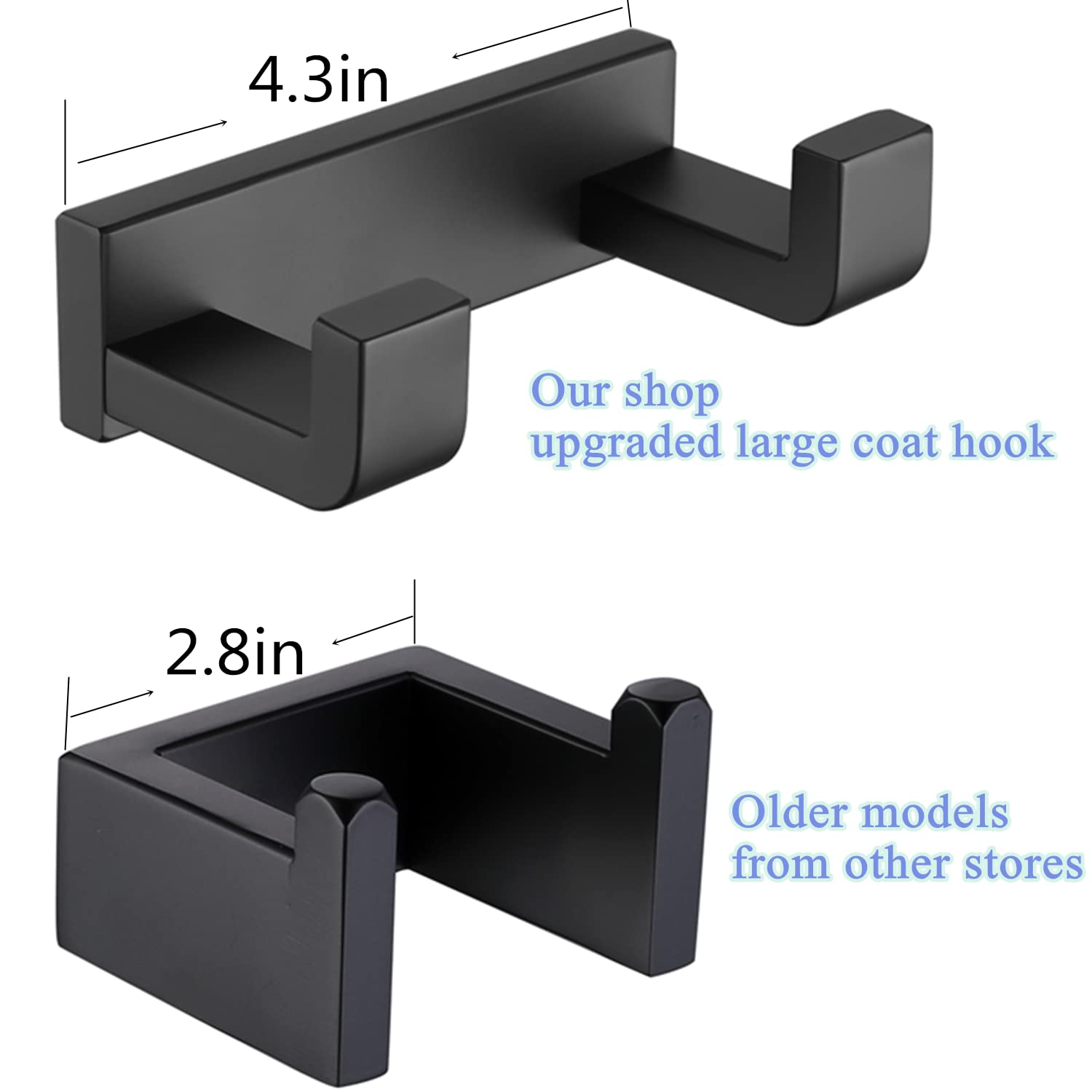Premium 3-Piece Contemporary Bathroom Hardware Set - Stainless Steel Towel Hook, Towel Bar & Toilet Paper Holder - Wall Mounted Matte Black (SUS 304) - Perfect for Modern Bathrooms, Powder Rooms & Spa-Style Decor