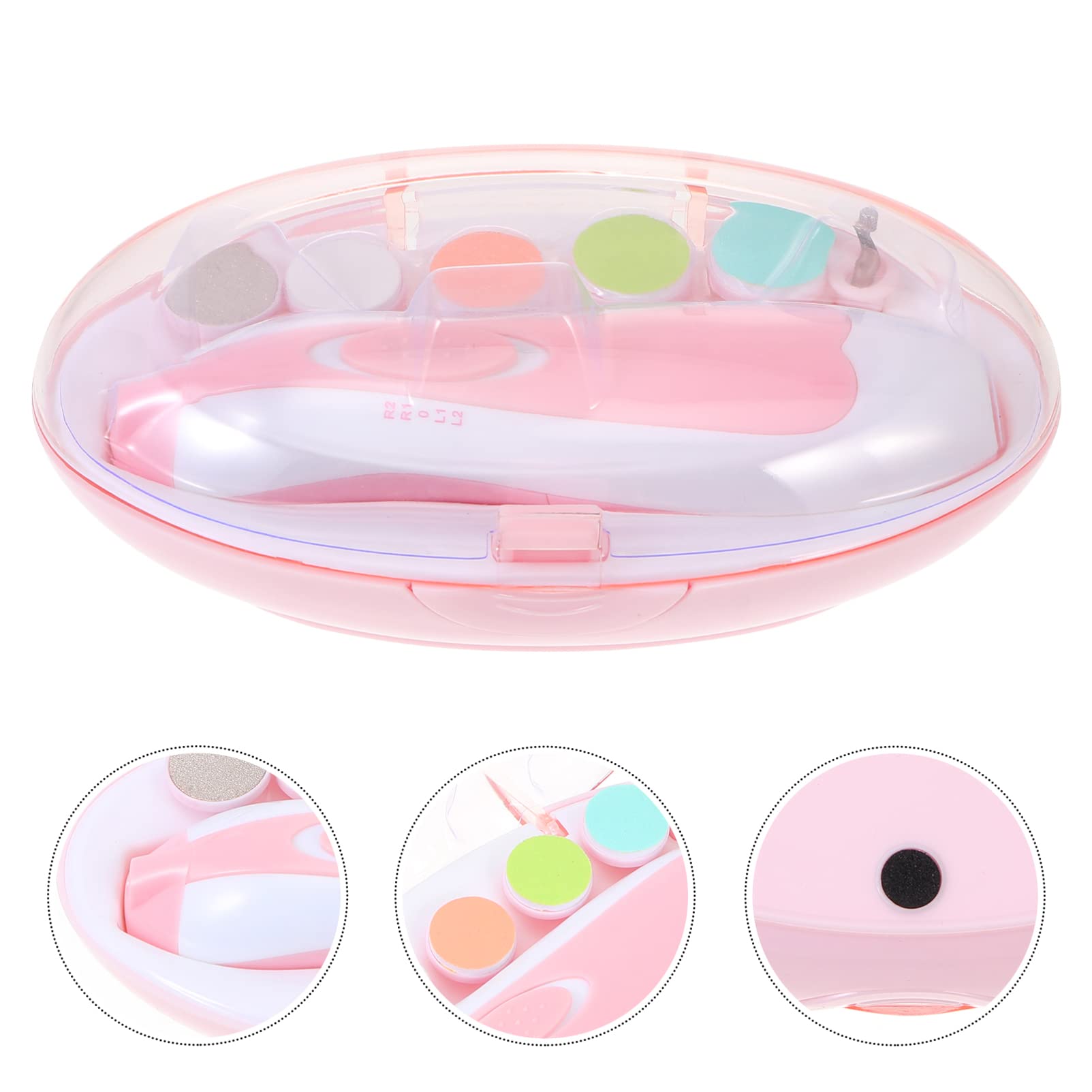 Wakauto 3-Piece Electric Nail Grinder Kit - Automatic Nail Cutter with Wind-Up Mechanism (Clockwise, ABS Material, Pink) for Pets & Small Animals - Perfect for Grooming Dogs, Cats, Rabbits at Home or Professional Use