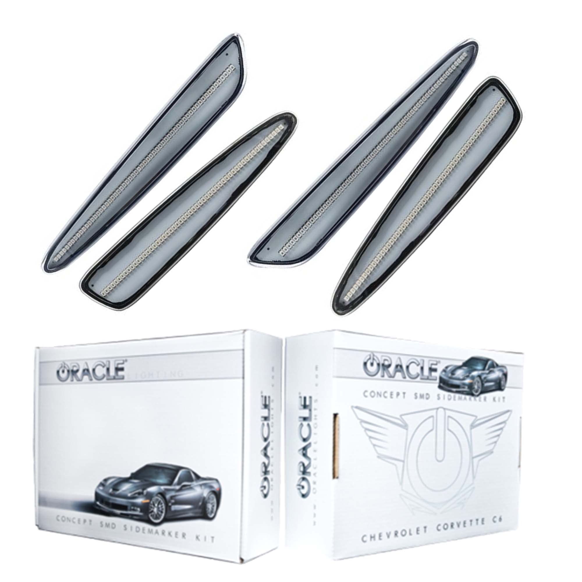ORACLE LIGHTING LED Concept Sidemarker Set for 2005-2013 Chevy Corvette C6 | Clear SMD Side Markers (Part #3150-019) | Enhanced Visibility & Style for Night Driving & Car Shows