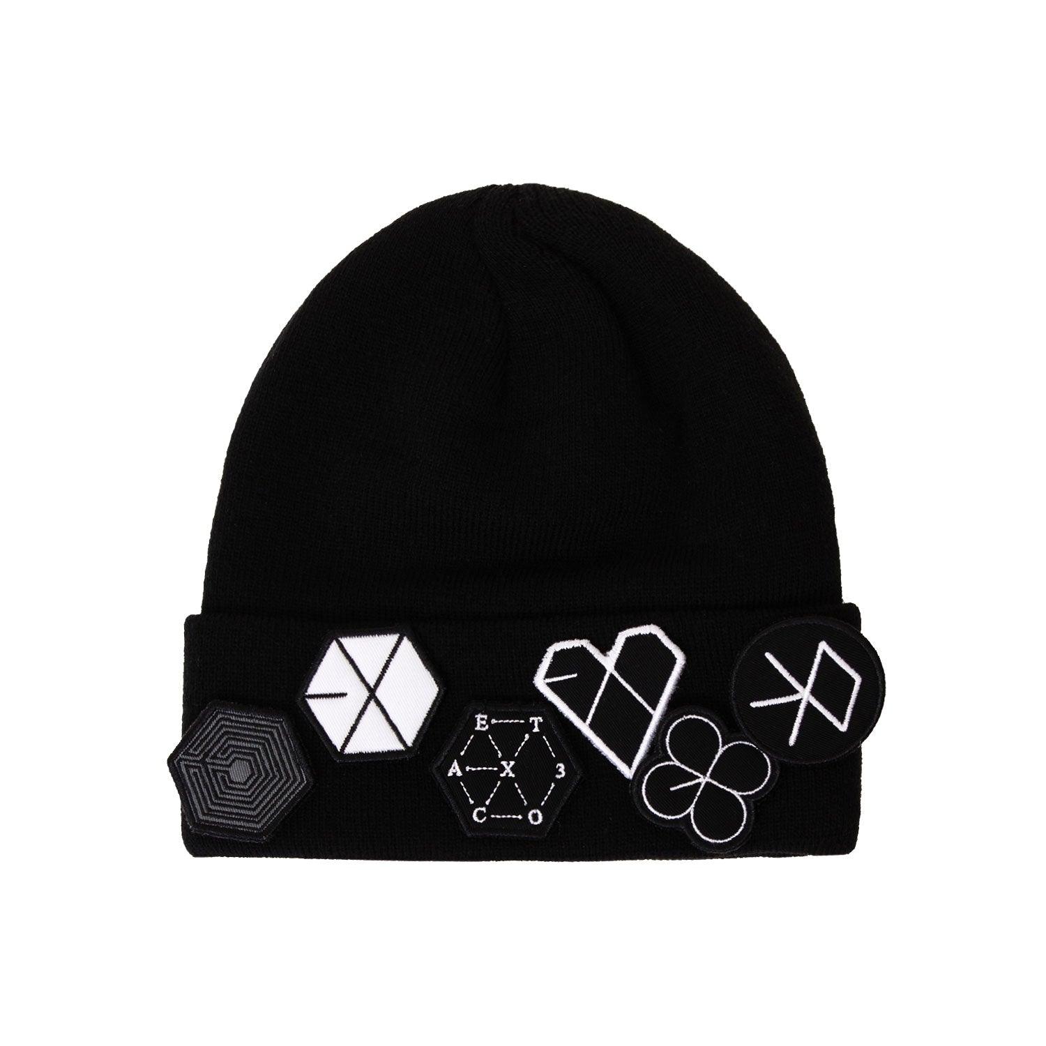EXO Beanie with Album Logos Embroidered - Official K-Pop Merchandise for Fans, Winter Hats for Men & Women - Perfect for Concerts, Gifts, and Cold Weather Fashion