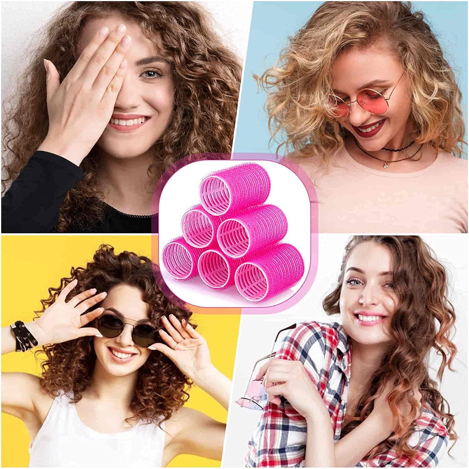 APOEM Jumbo Hair Rollers 6 Pack - Large Self Grip Salon Hair Curlers for Women & Girls - Perfect for Voluminous Curls, Updos & Heatless Styling at Home or Salon