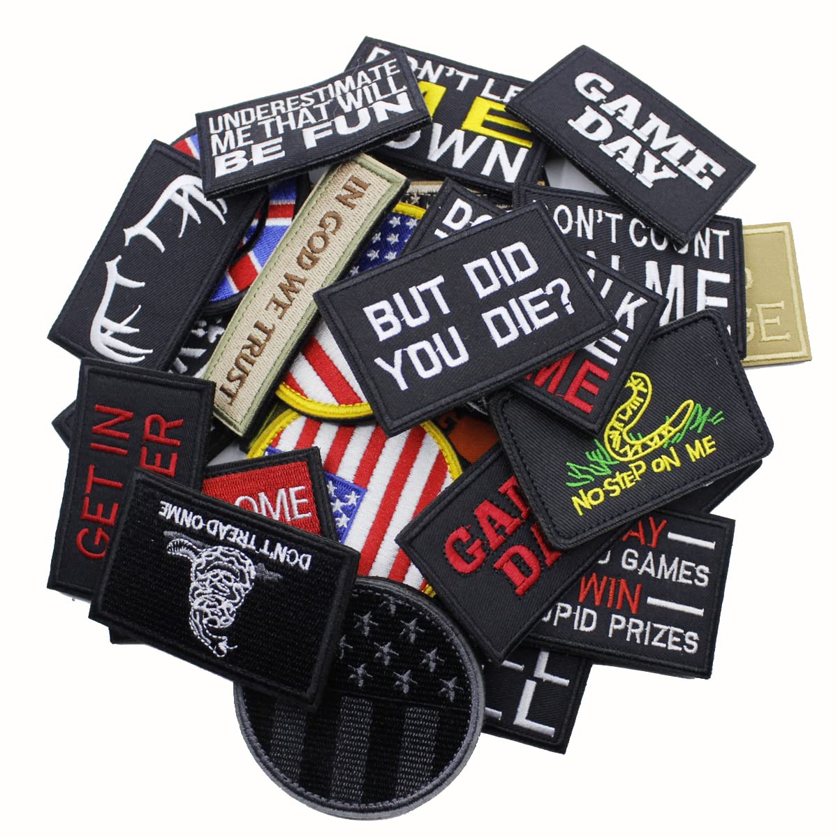 U-Sky 20-Piece Random Tactical Morale Patch Set - Hook and Loop Backing for Military Gear, Caps & Uniforms - Perfect for Army Cosplay, Airsoft Games & Outdoor Adventures