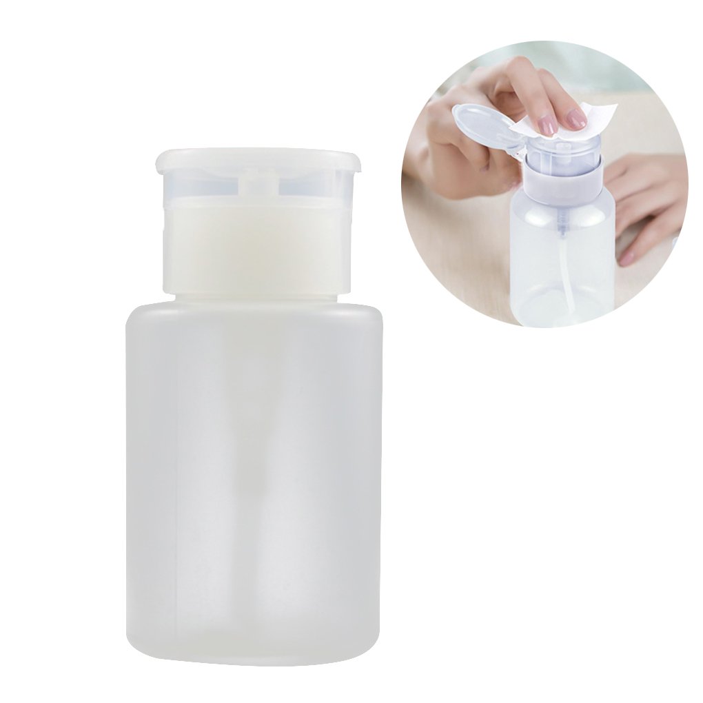 Nyamah 60ML Empty Plastic Nail Polish Remover Bottle with Push Down Pump - Refillable Liquid Dispenser for Nail Art, Makeup Remover & Beauty Products - Perfect for Salon, Home & Travel Use